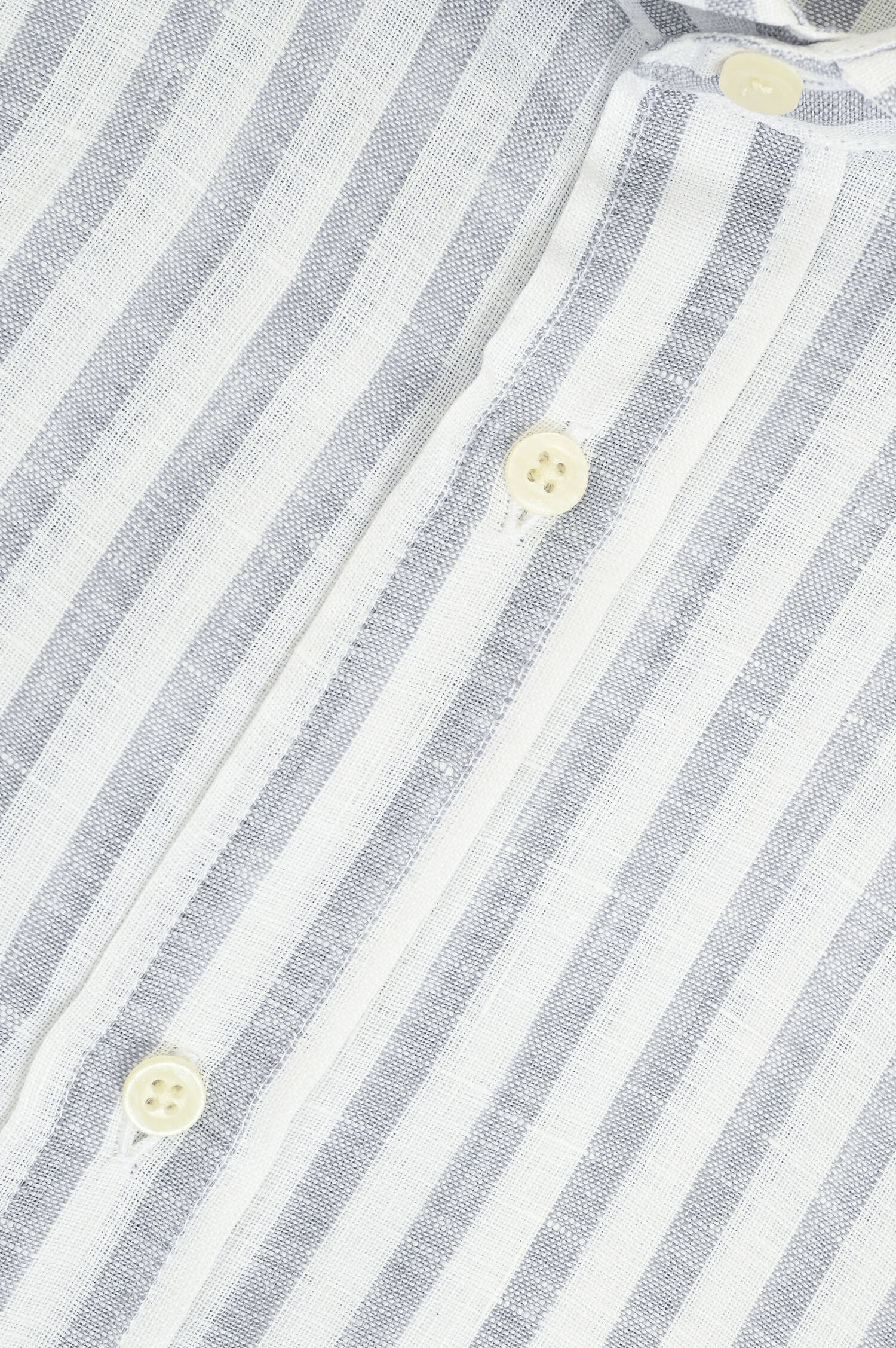 Leinenhemd mit breiten Streifen in Grau/Weiß