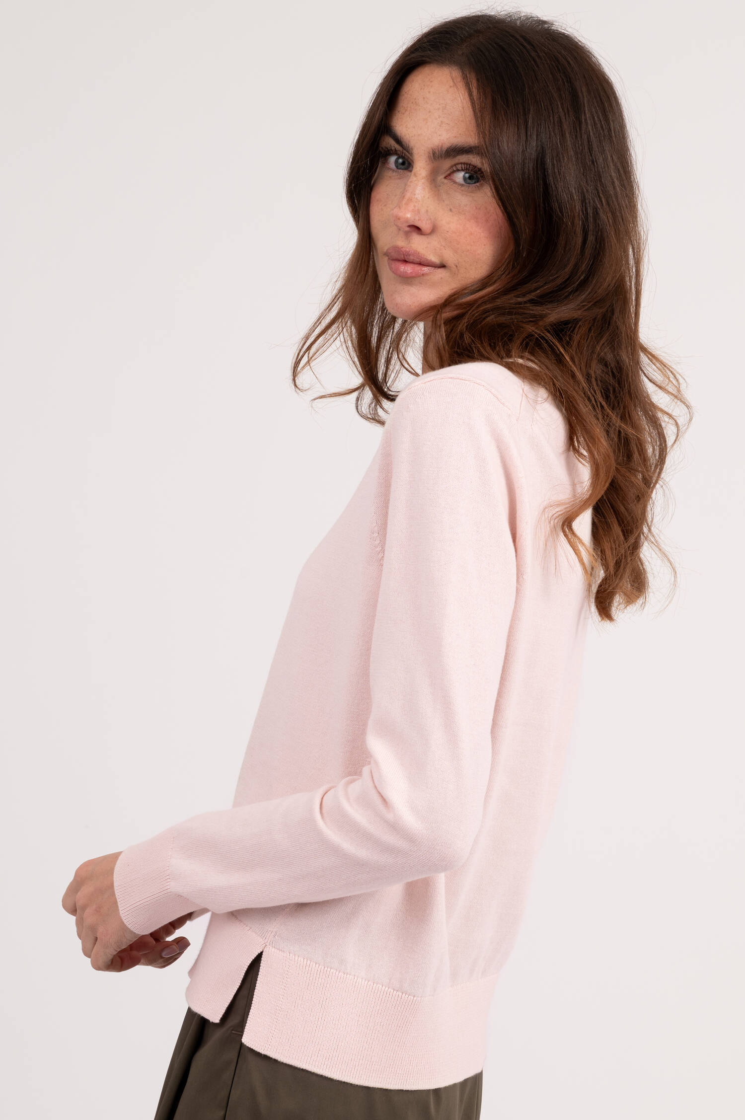 Pullover mit Breitem Rippbund in Blush Rosa
