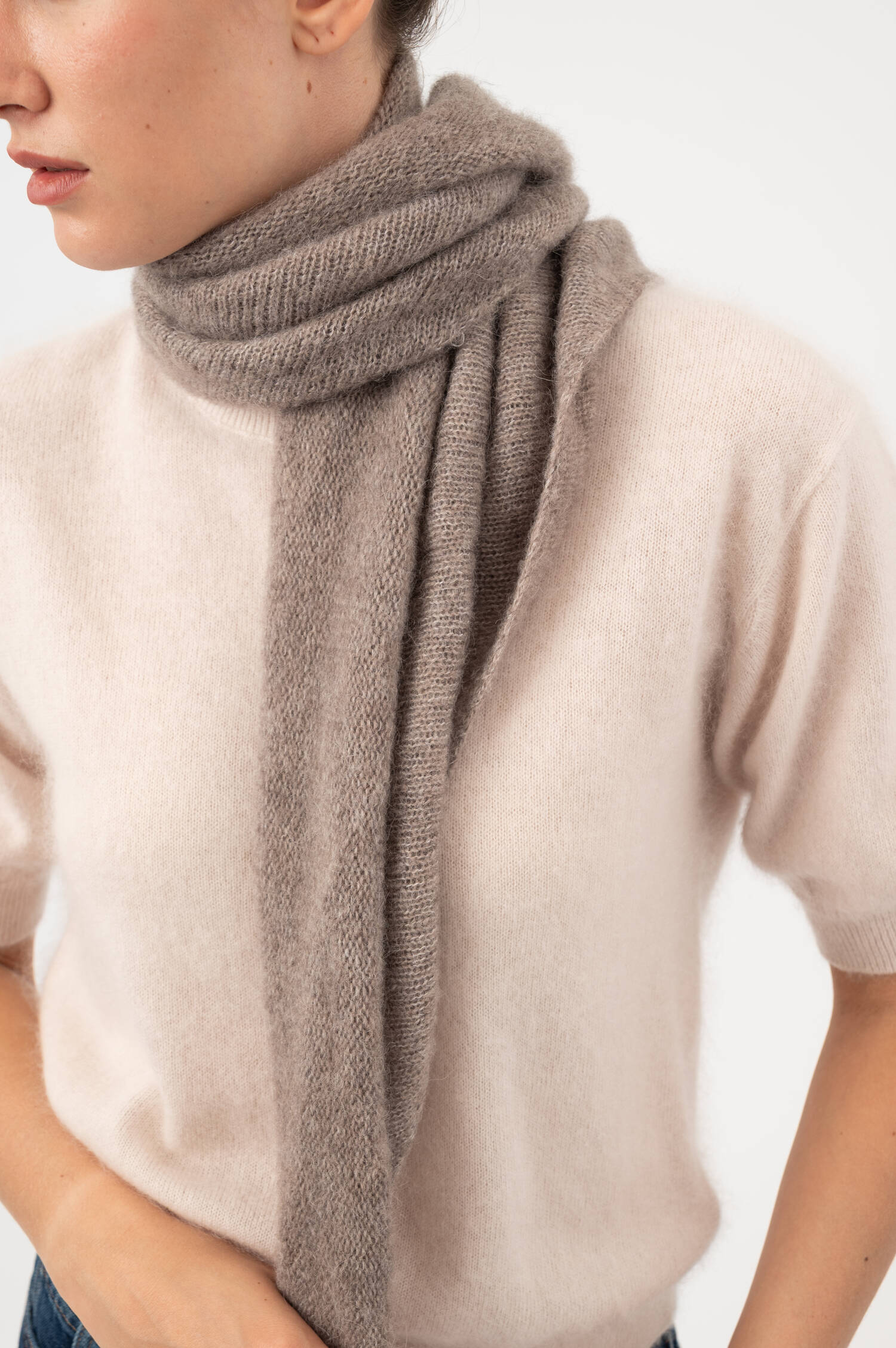 Alpaka-Mix-Dreiecksschal KASPER in Taupe
