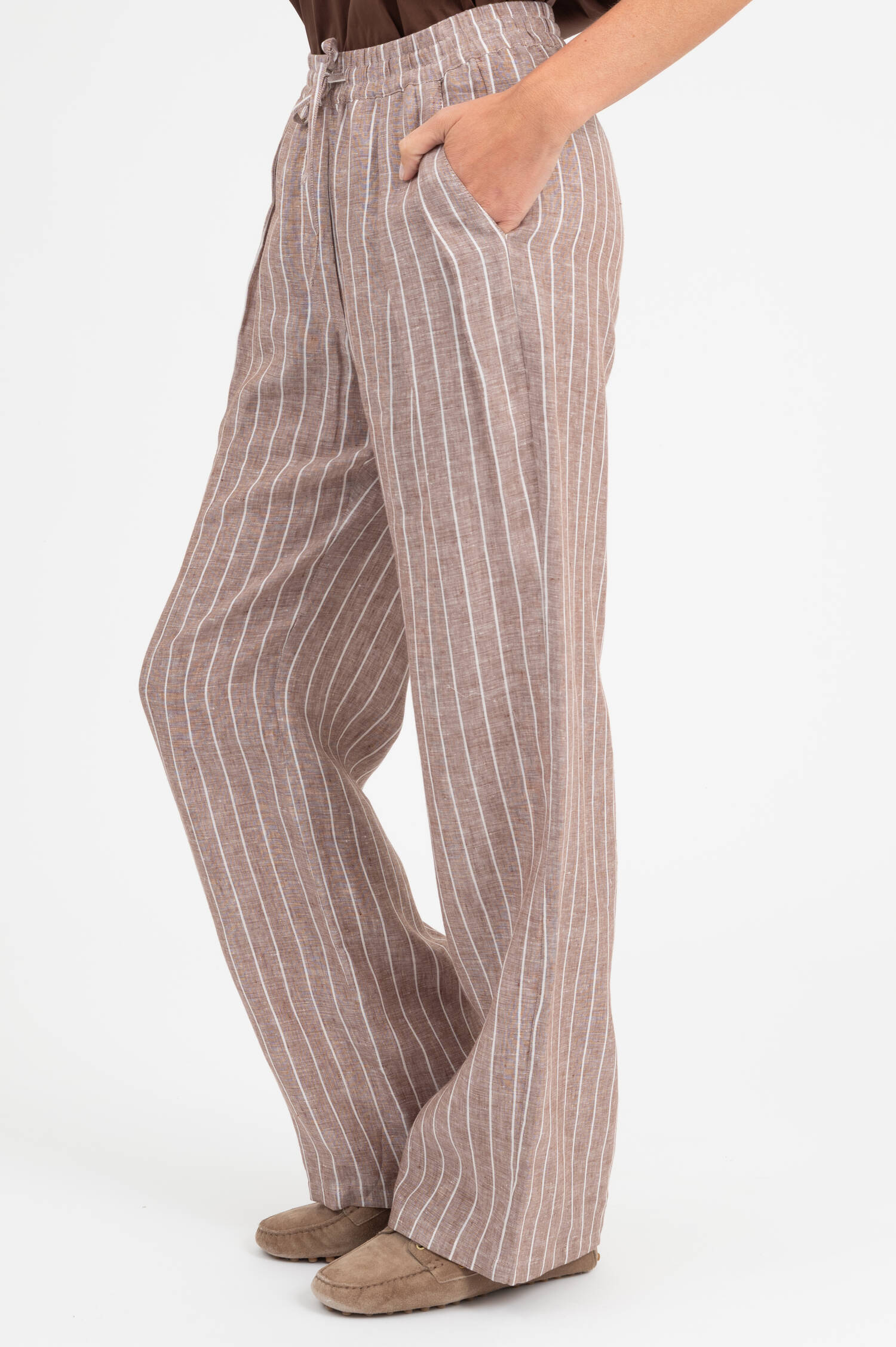 Leinenhose in Braun/Weiß gestreift Leinenhose in Braun/Weiß gestreift