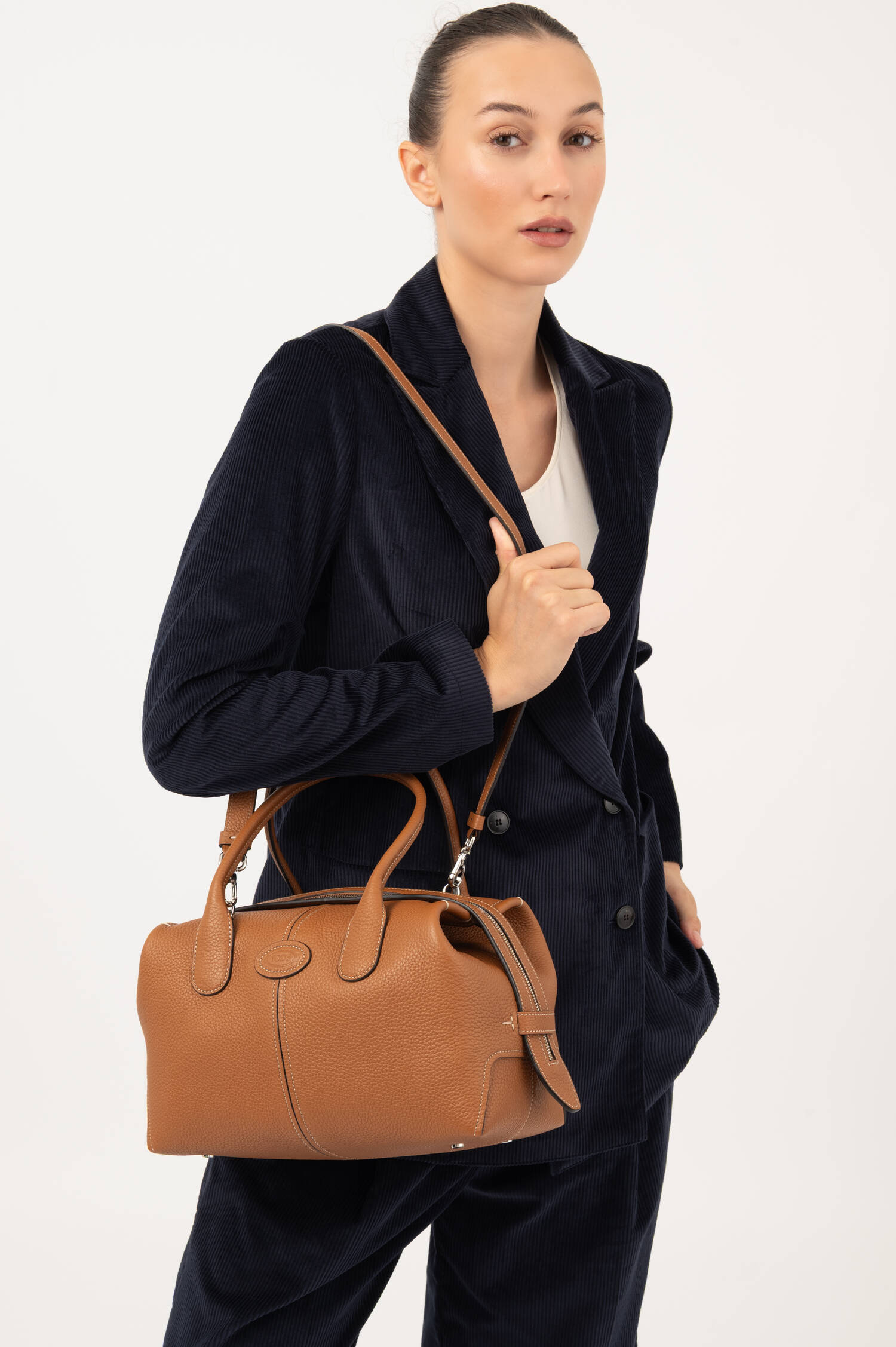 Genarbte Leder-Bowling-Bag in Braun Genarbte Leder-Bowling-Bag in Braun