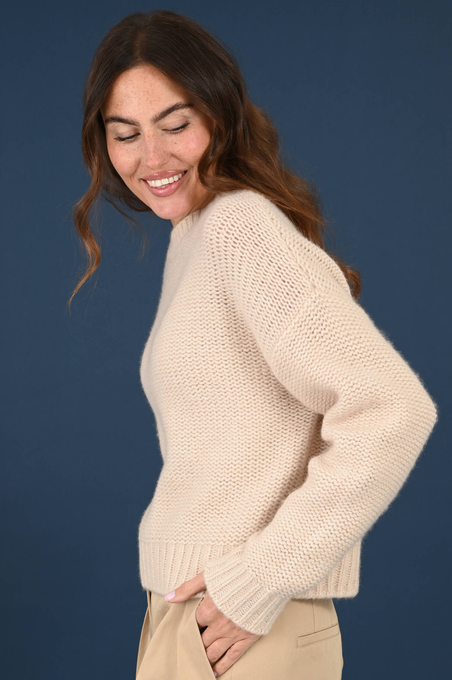 Grobstrick Pullover aus Cashmere Mix in Dune Grobstrick Pullover aus Cashmere Mix in Dune