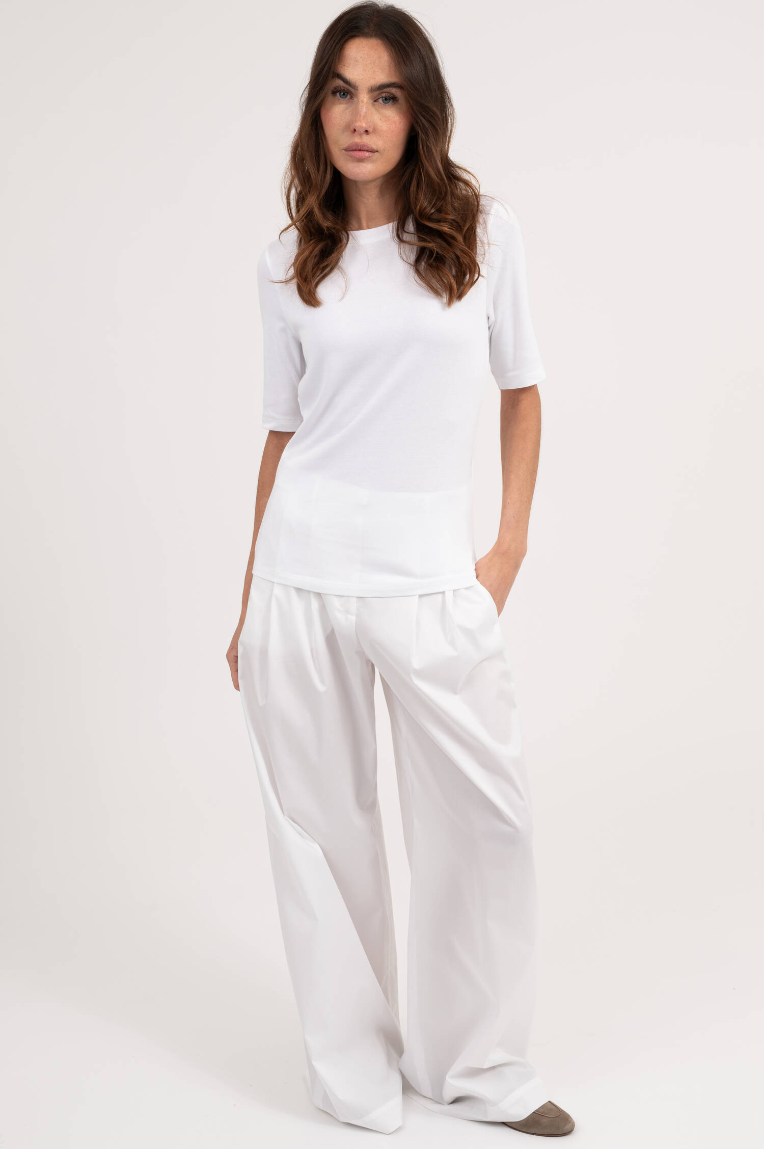 T-Shirt aus Model-Mix in Weiß