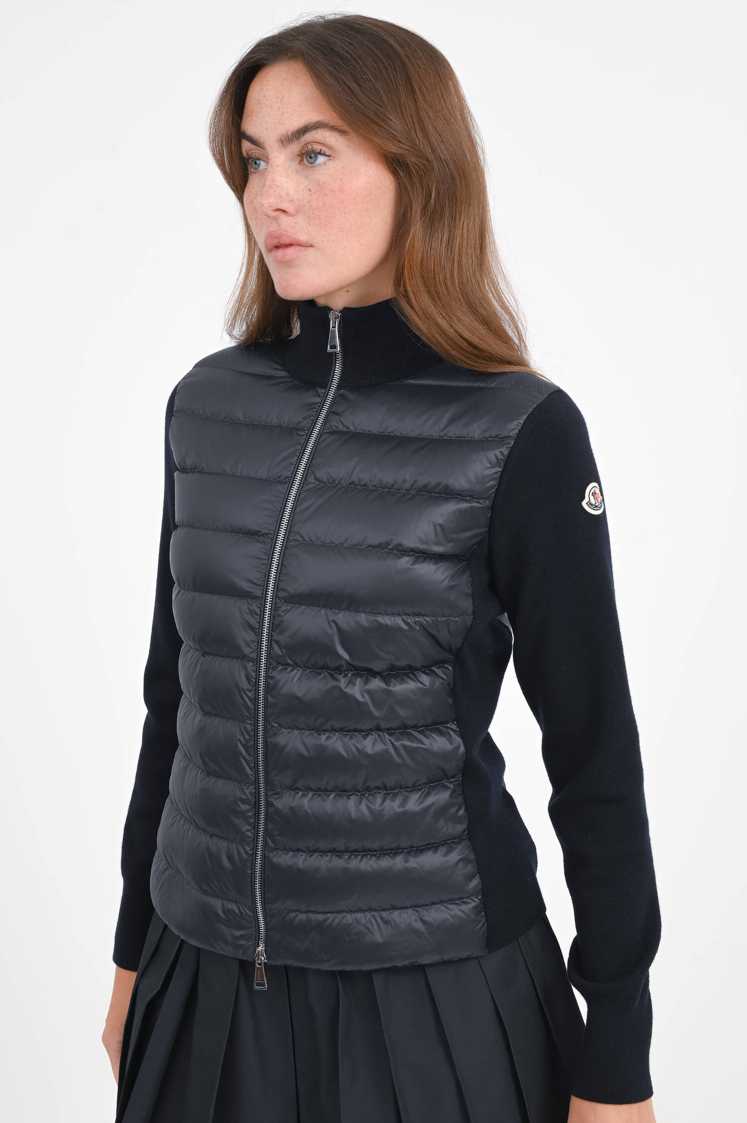 Hybrid Strickjacke mit Stehkragen in Midnight