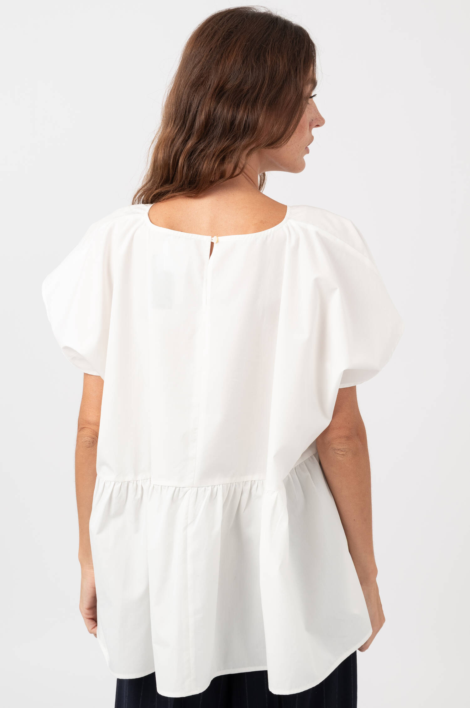 Popeline-Bluse mit Raffung in Weiß Popeline-Bluse mit Raffung in Weiß