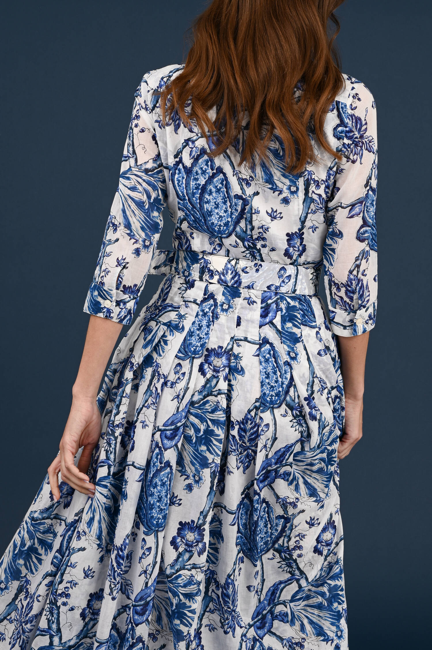 Kleid Aster in Blau/Weiß gemustert