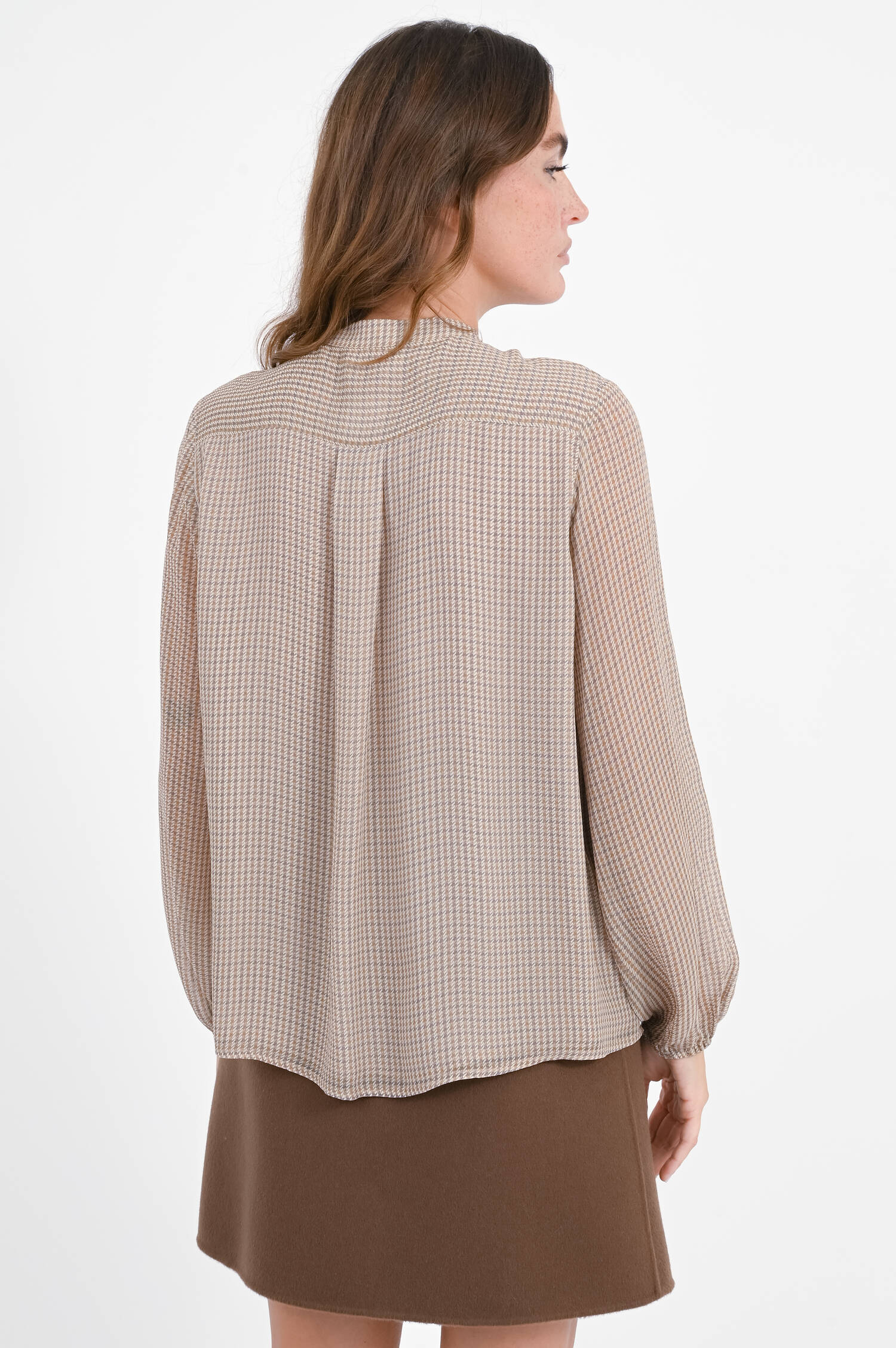 Bluse mit Rüschen in Ocker/Grau karriert Bluse mit Rüschen in Ocker/Grau karriert
