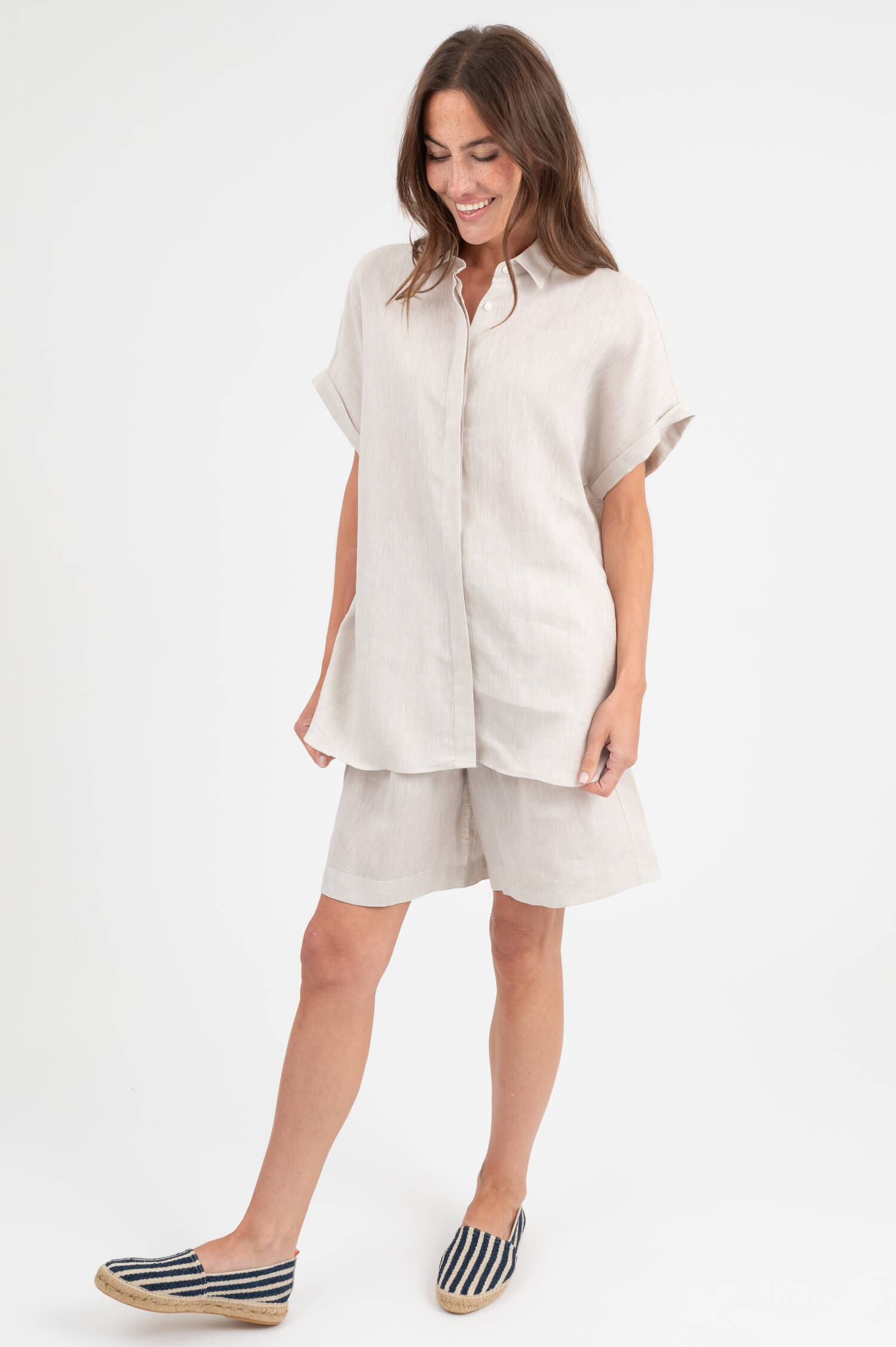Leinenbluse in Beige