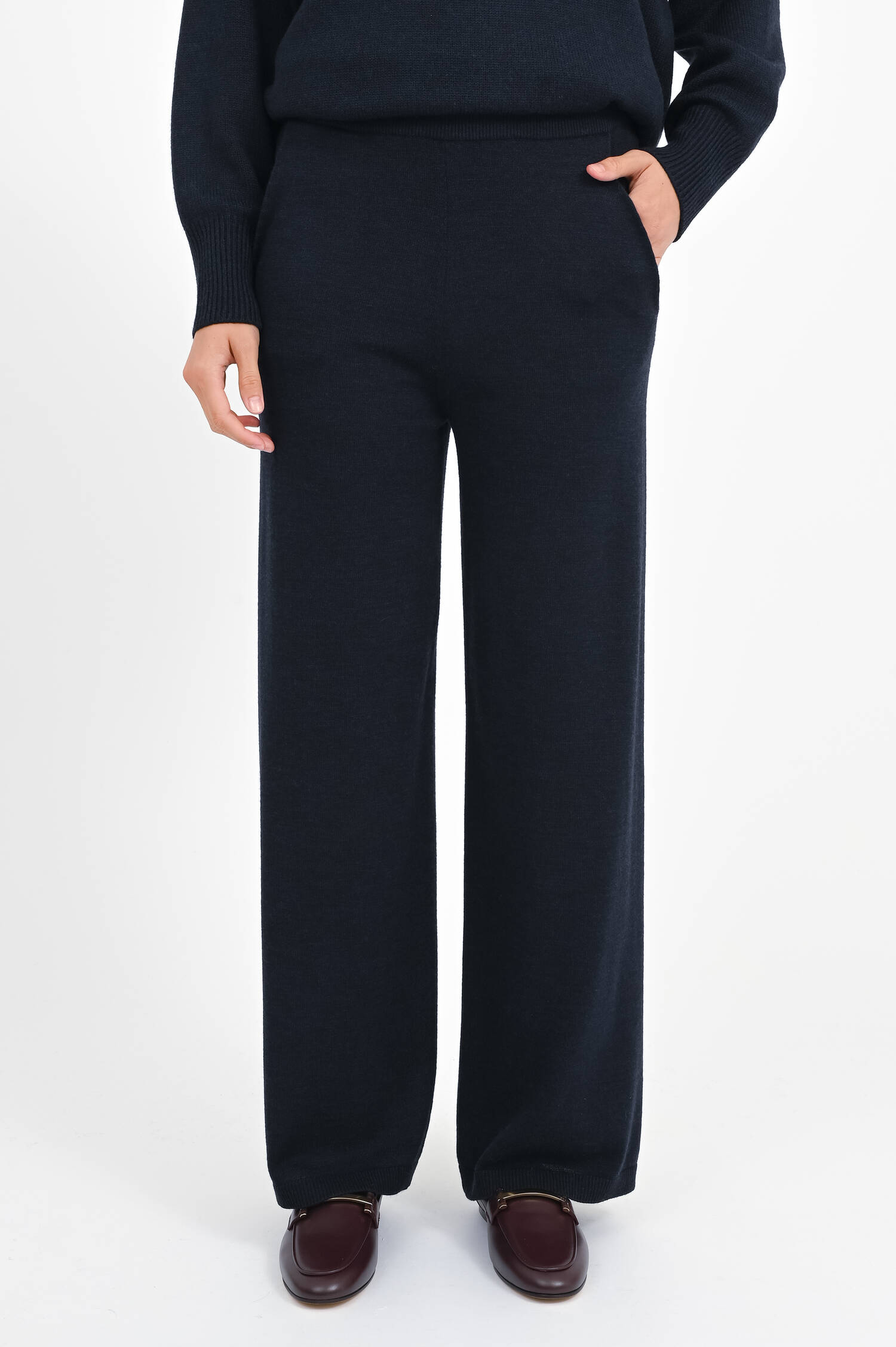 Strickhose aus Merinowolle in Marine
