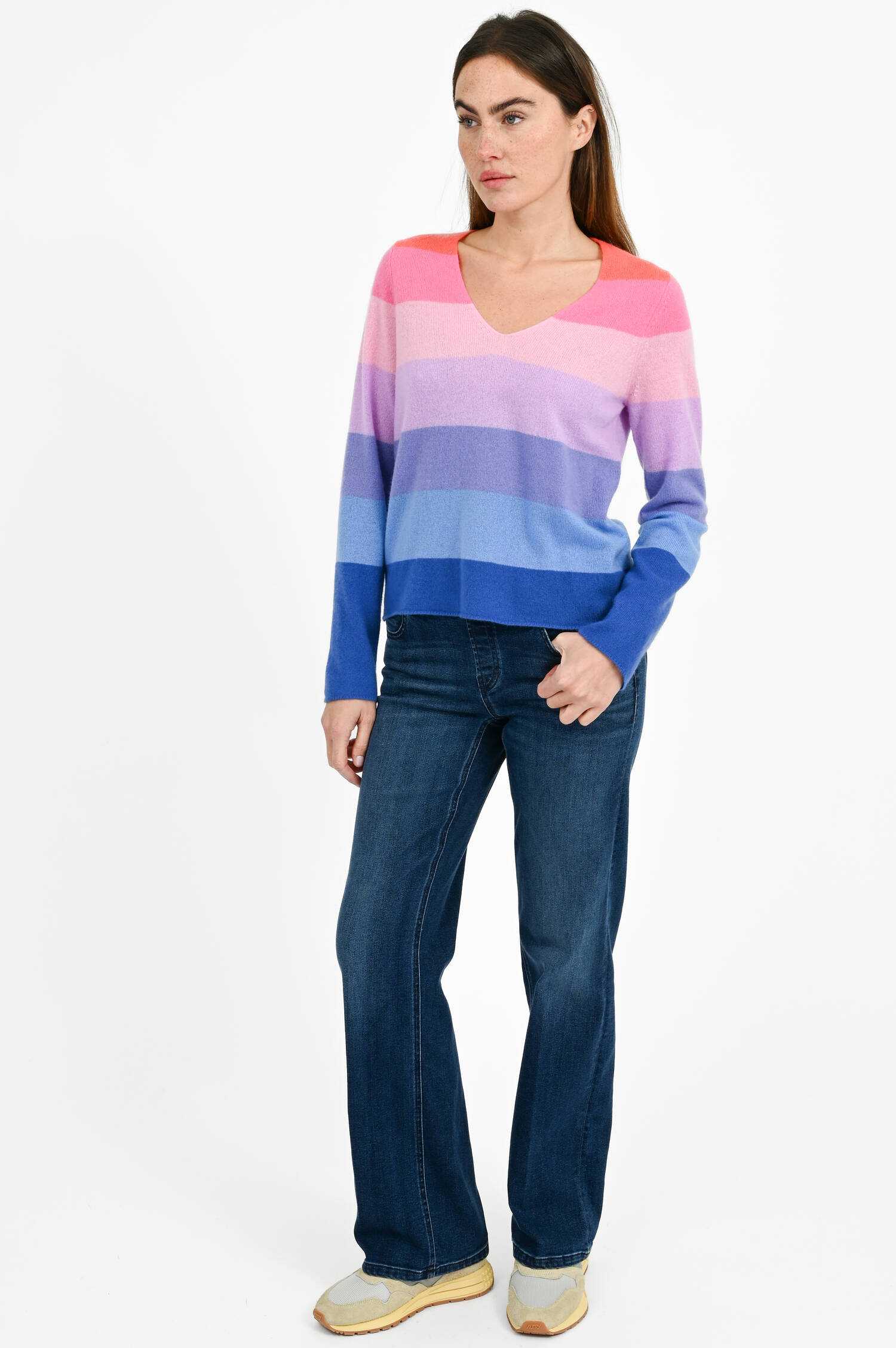 Color-Blocking Cashmere Pullover in Multicolor