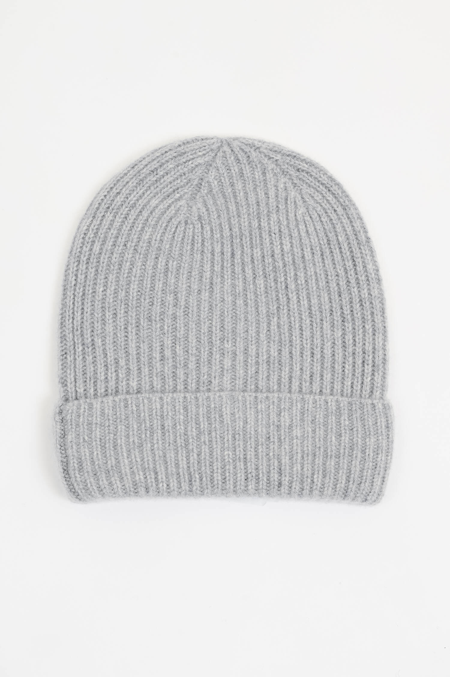 Kaschmir Rippstrick-Mütze in Hellgrau