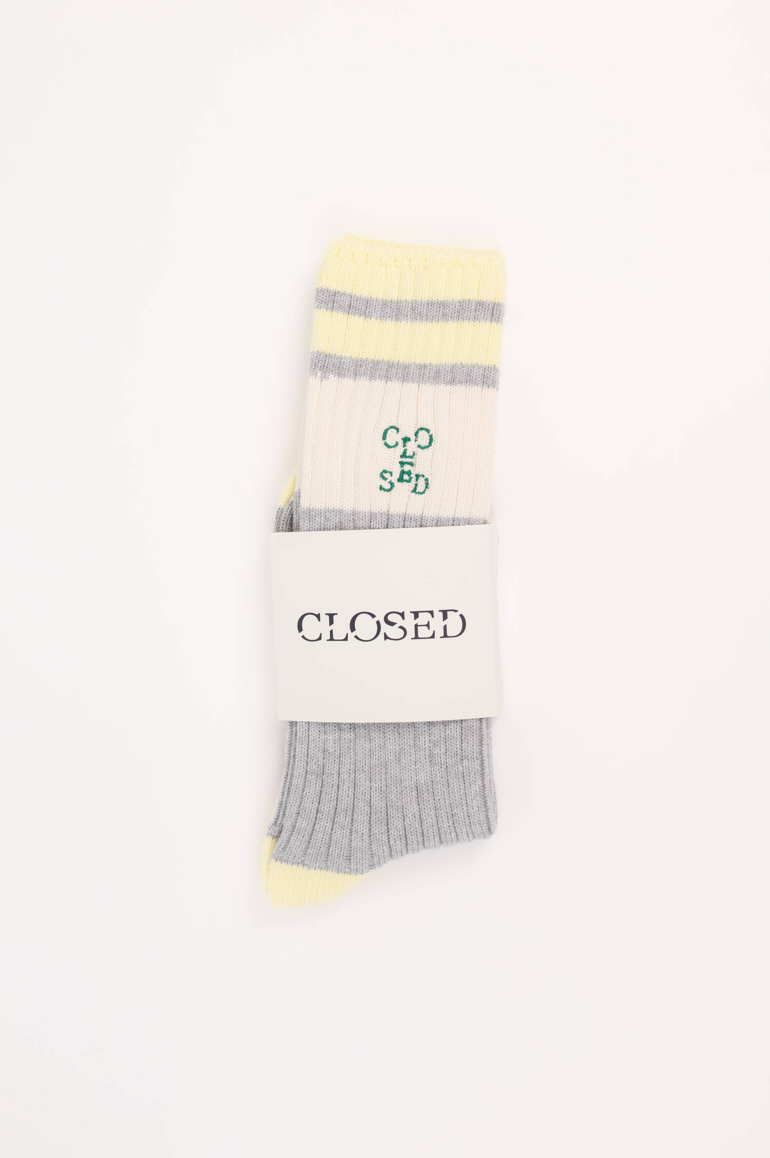 Ripp Socken in Grau/Gelb