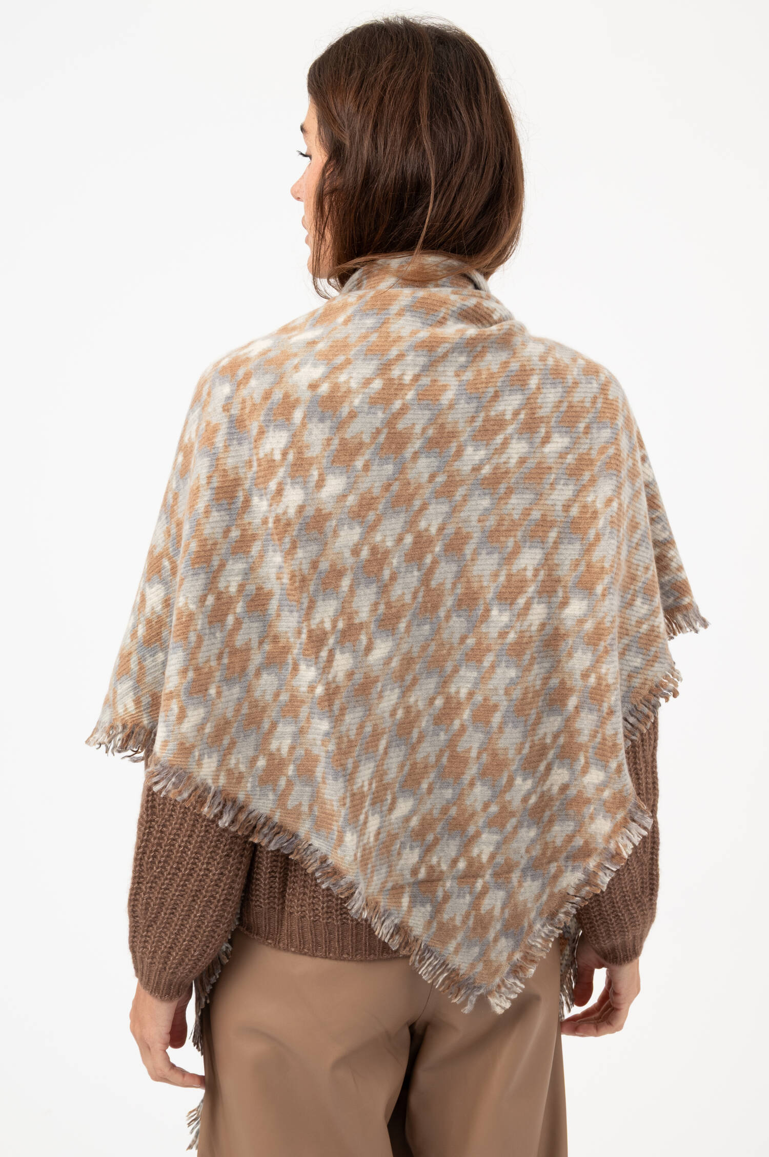 Cashmere-Schal mit Print in Blau/Braun Cashmere-Schal mit Print in Blau/Braun