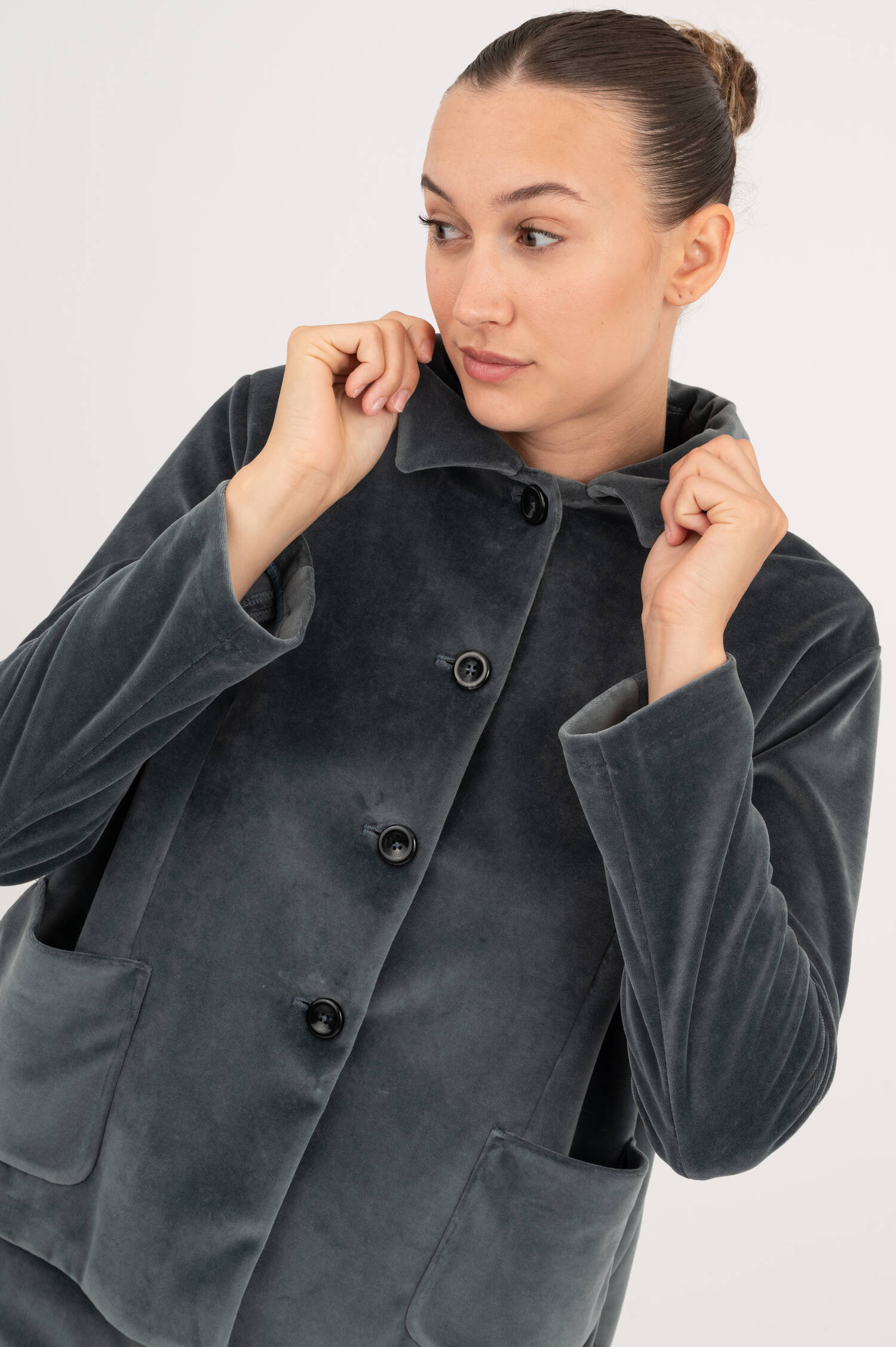 Samtjacke in Petrol