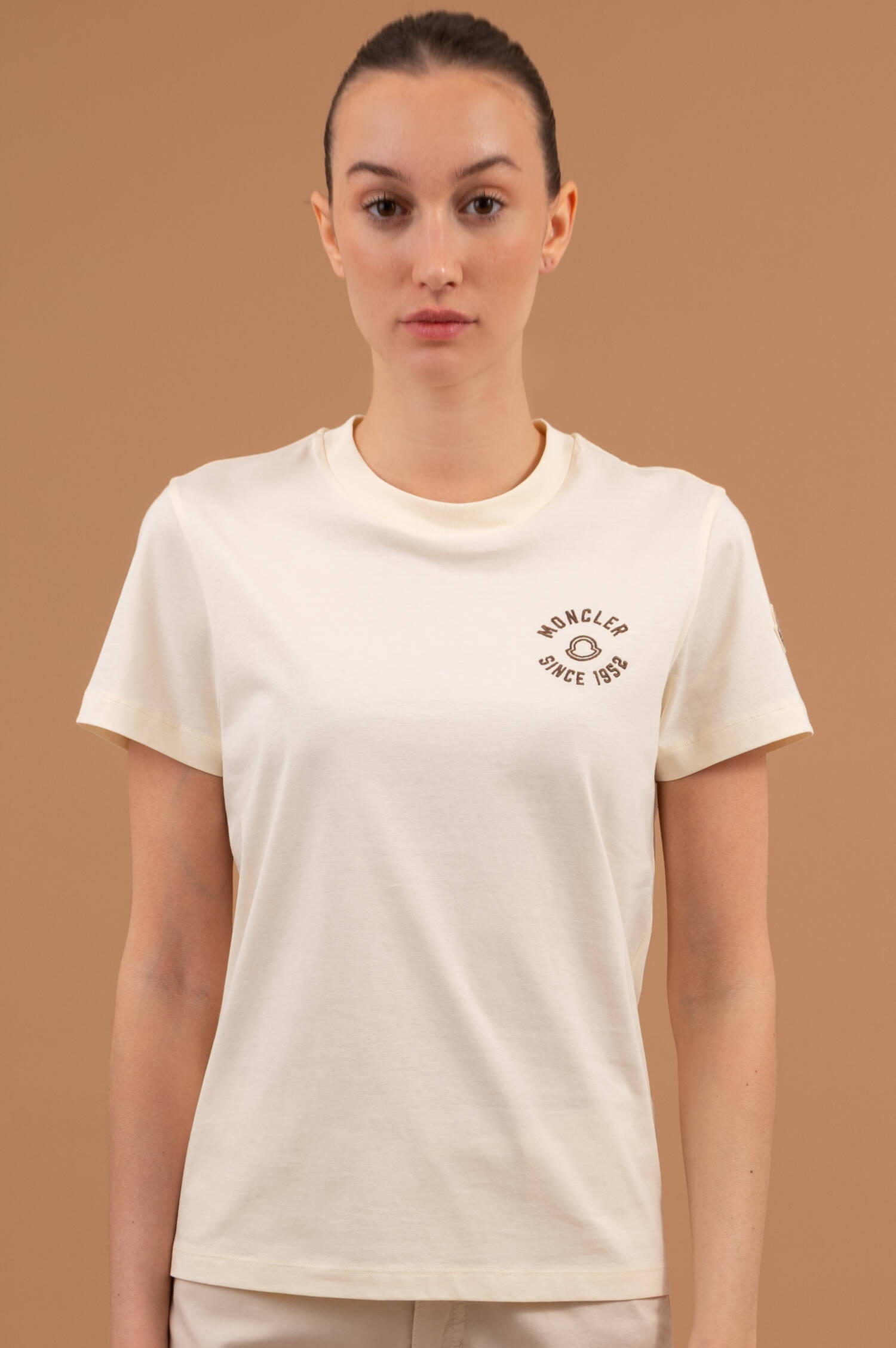 T-Shirt Moncler Since 1952 in Creme