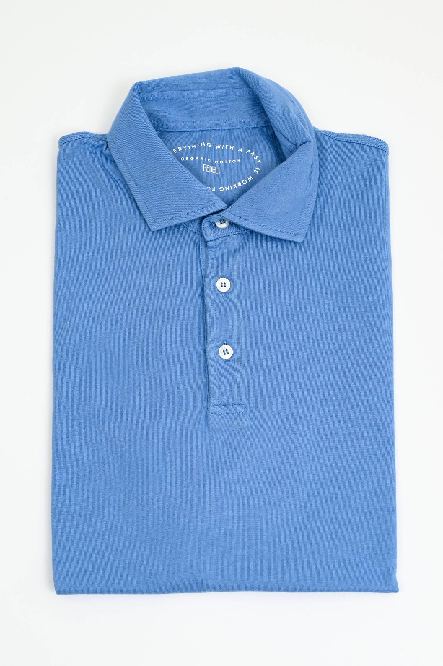 Jersey-Poloshirt in Mittelblau