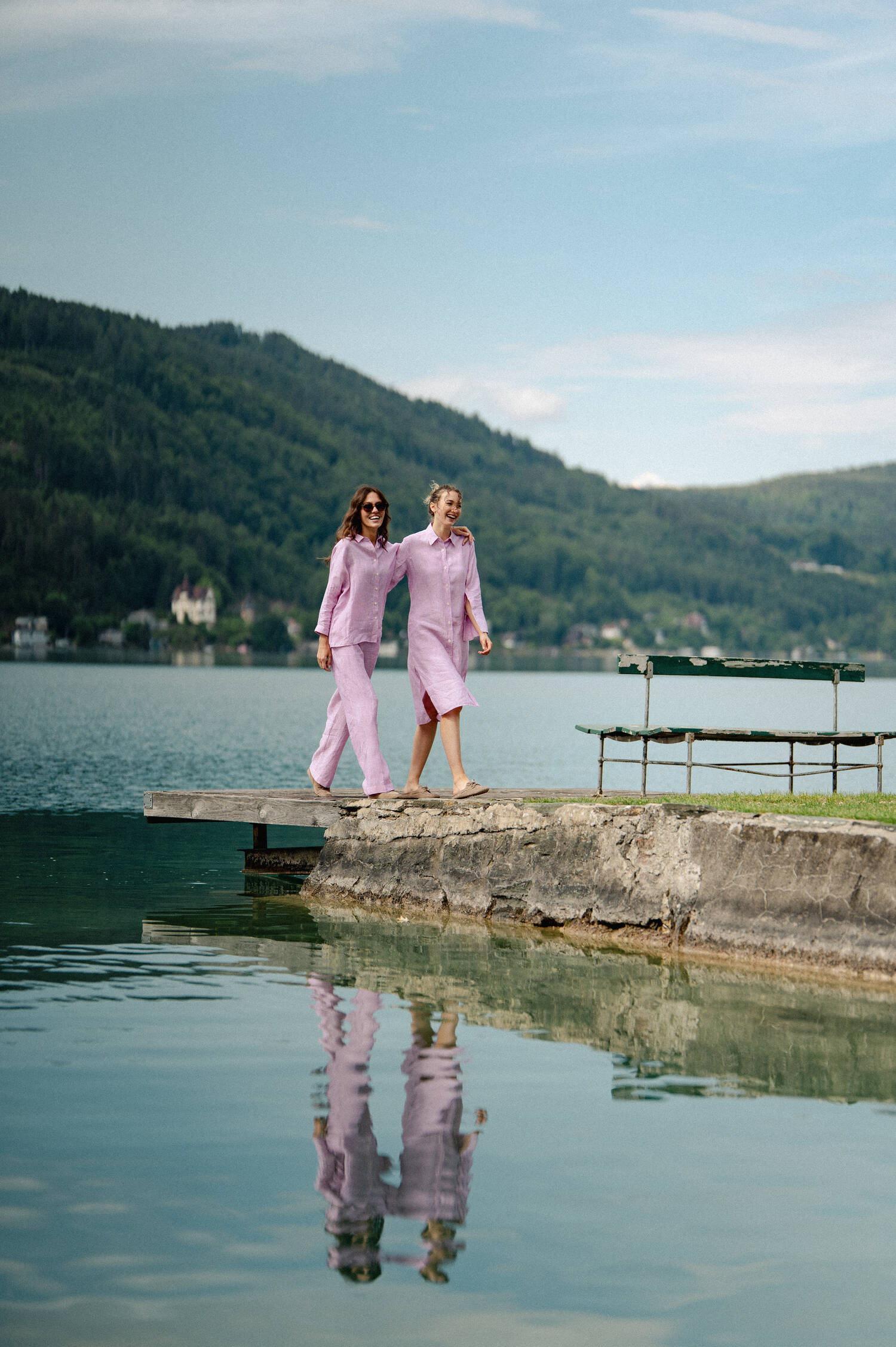 Leinenhose in Pink/Weiß gestreift Leinenhose in Pink/Weiß gestreift