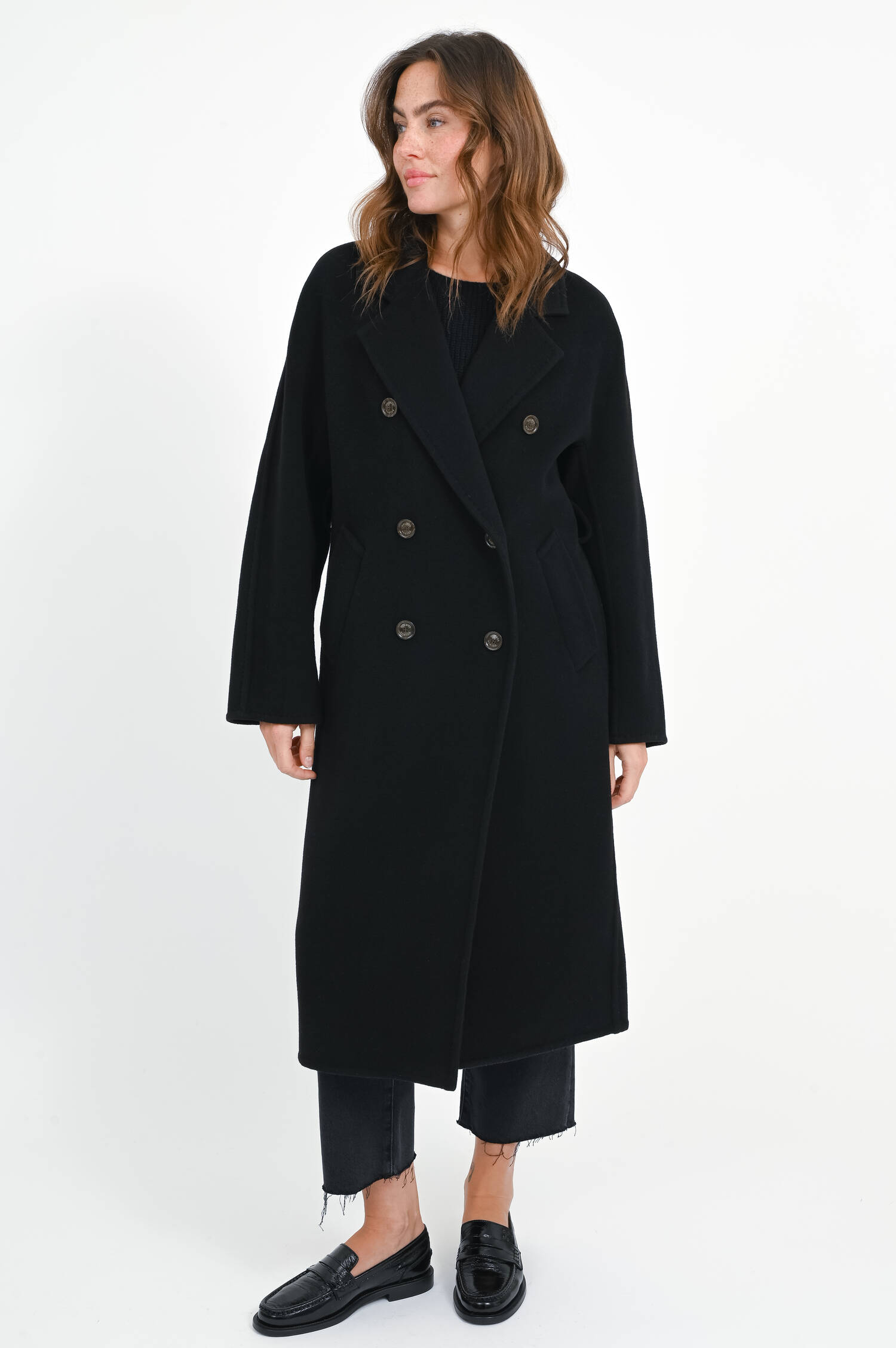 Woll-Cashmere-Mantel in Tiefschwarz Woll-Cashmere-Mantel in Tiefschwarz