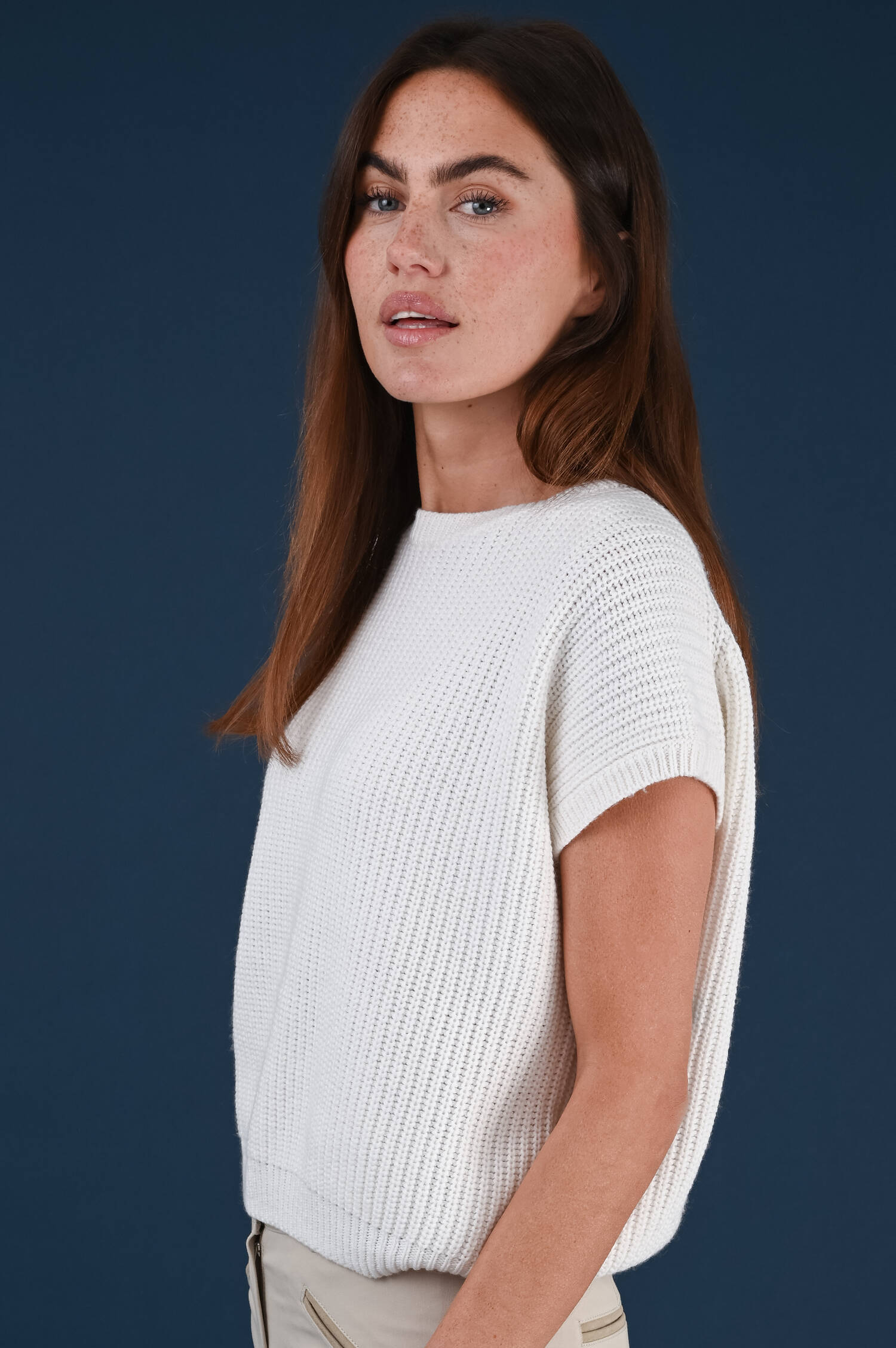 Grobstrickpullover in Weiß