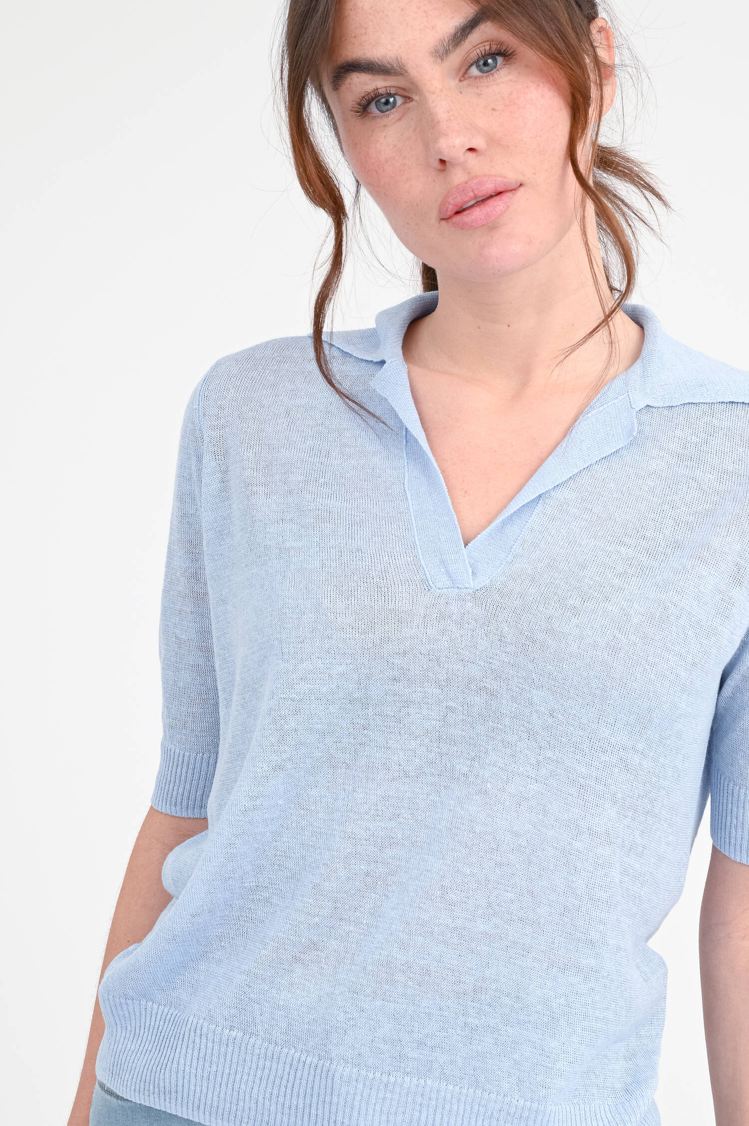 Kurzarm-Polo ALBERTA in Hellblau