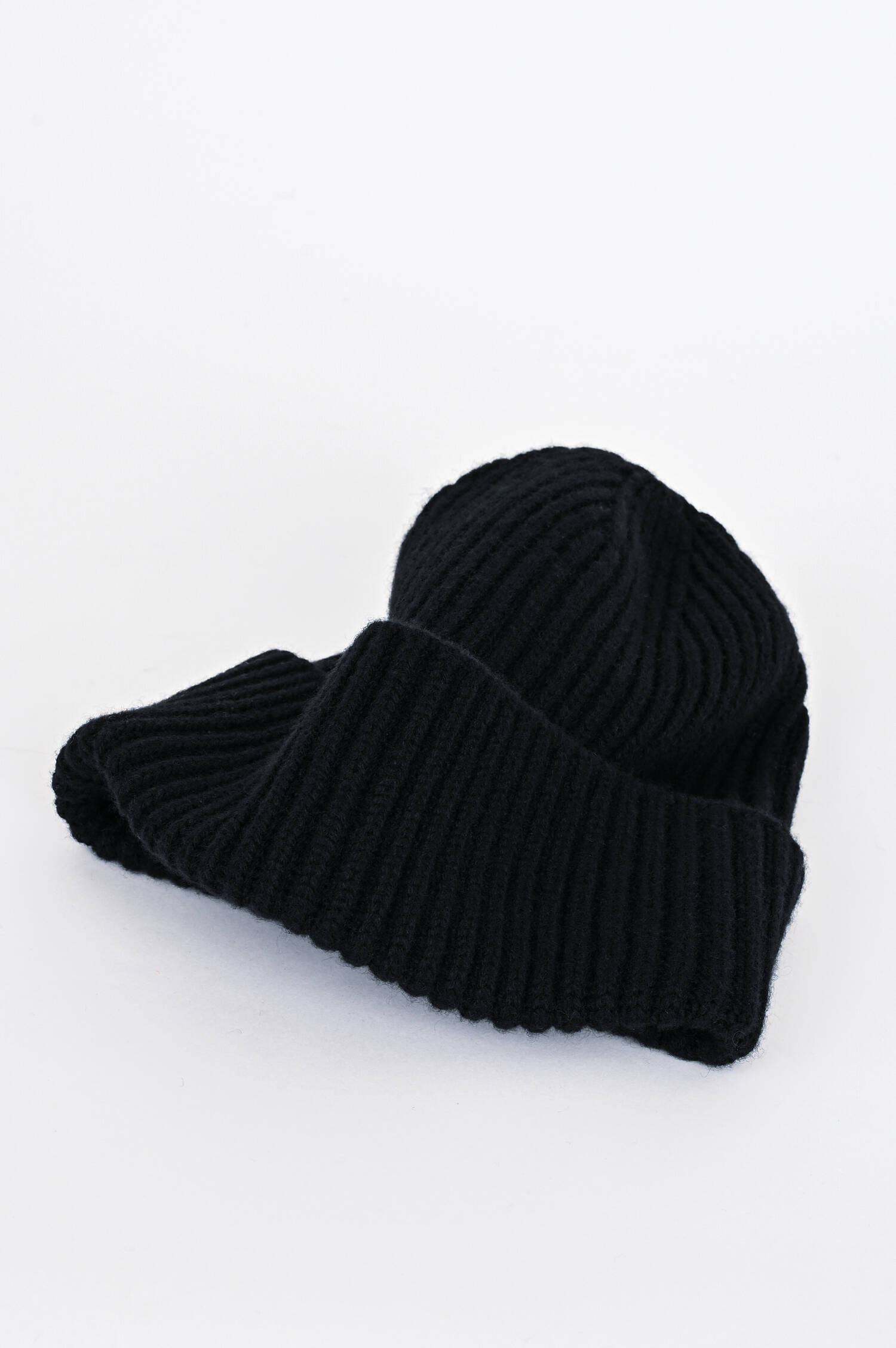 Rippstrick Mütze aus Cashmere in Schwarz