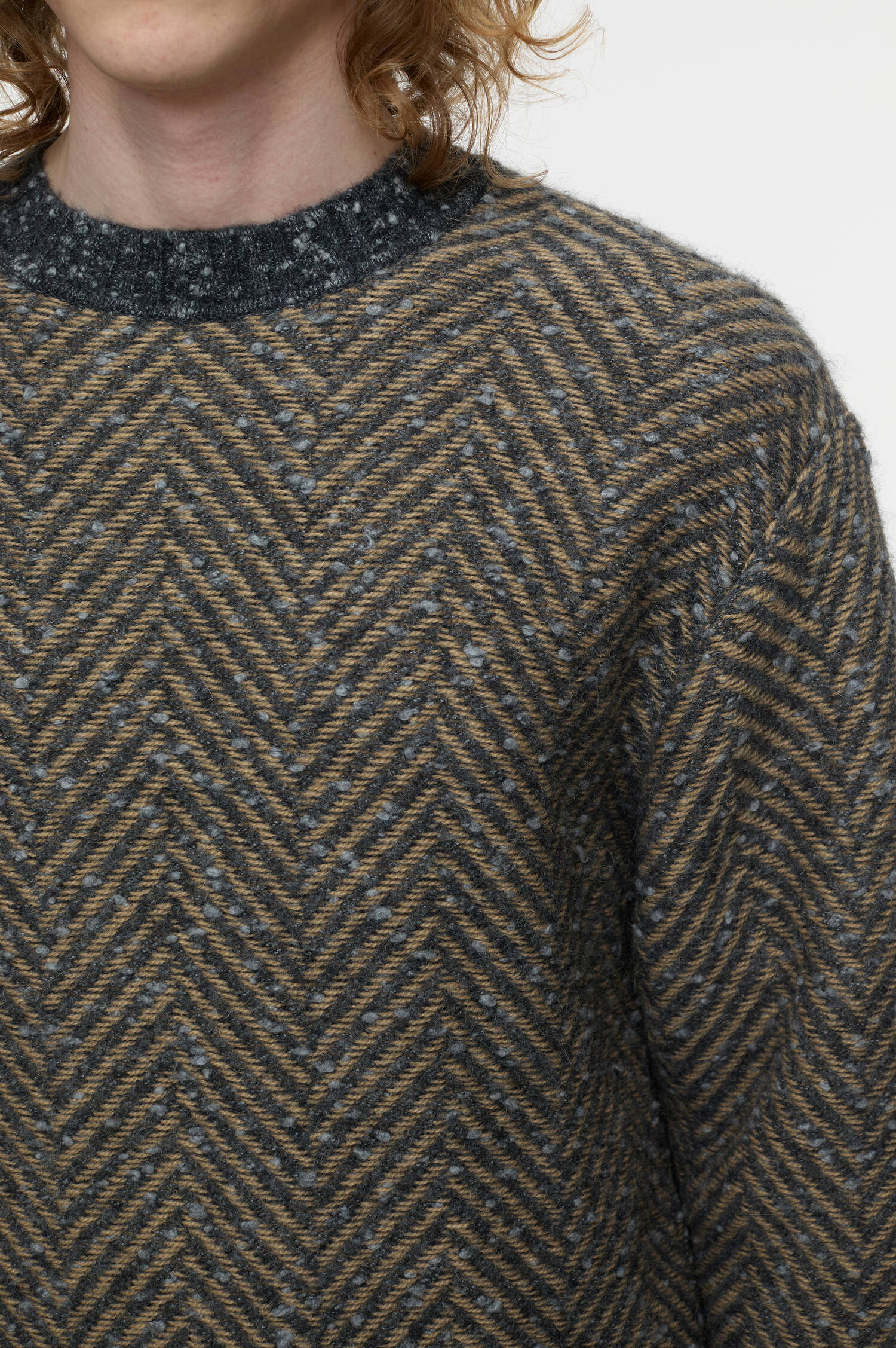 Pullover in Khaki/Grau gemustert