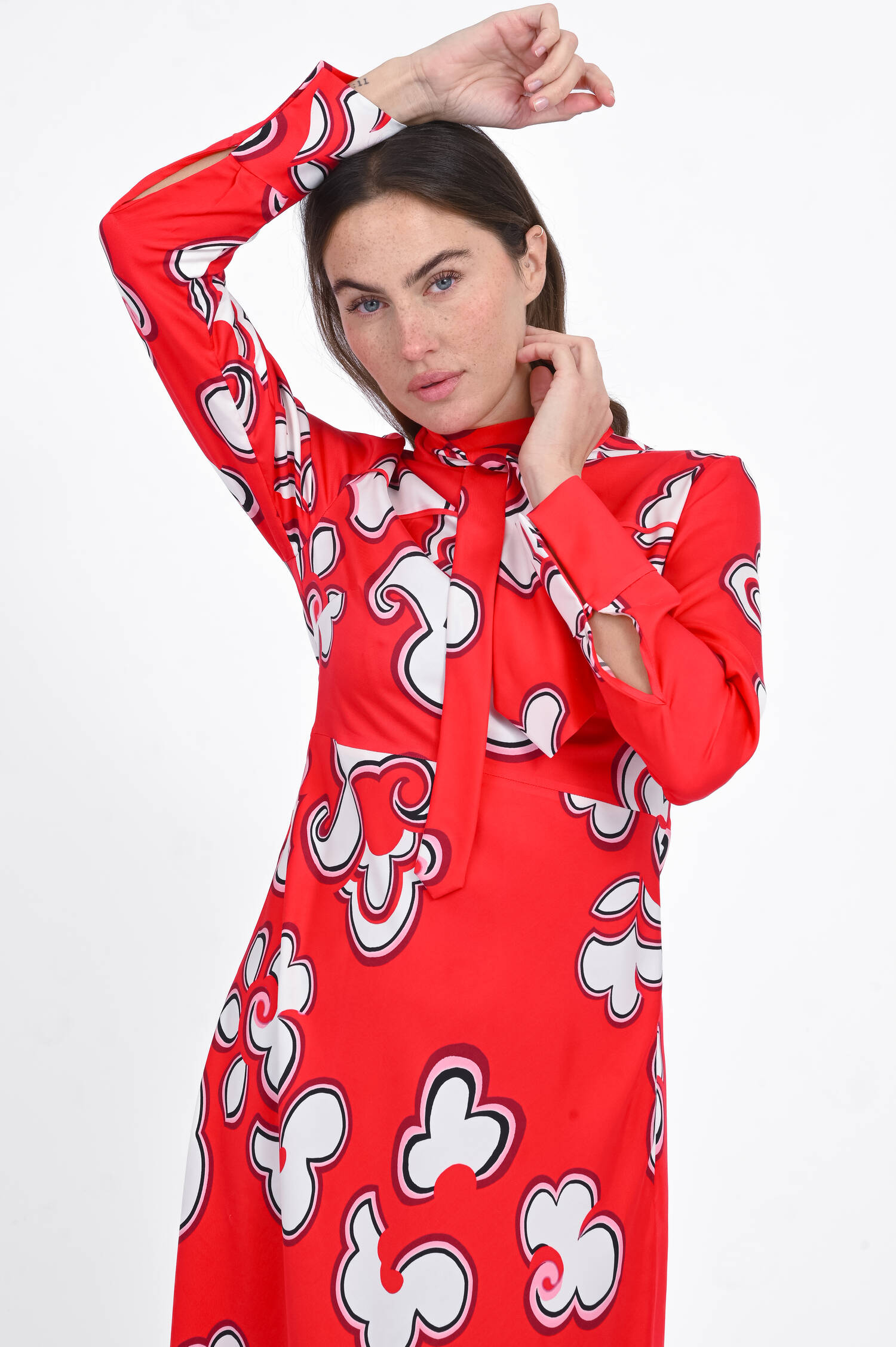 Midi-Kleid aus Viskose-Mix in Rot Midi-Kleid aus Viskose-Mix in Rot