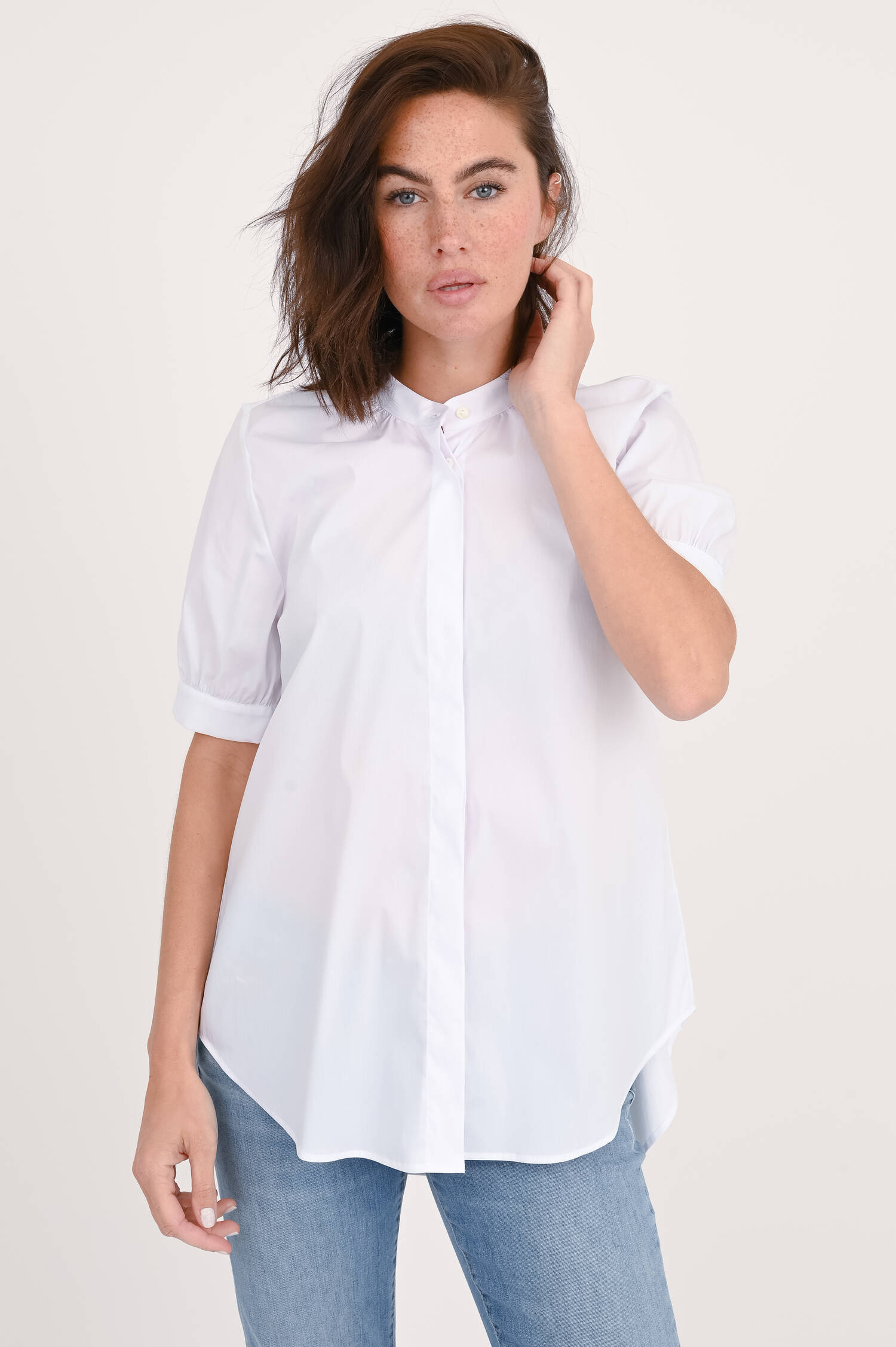 Kurzarm-Bluse FRANCE in Weiß