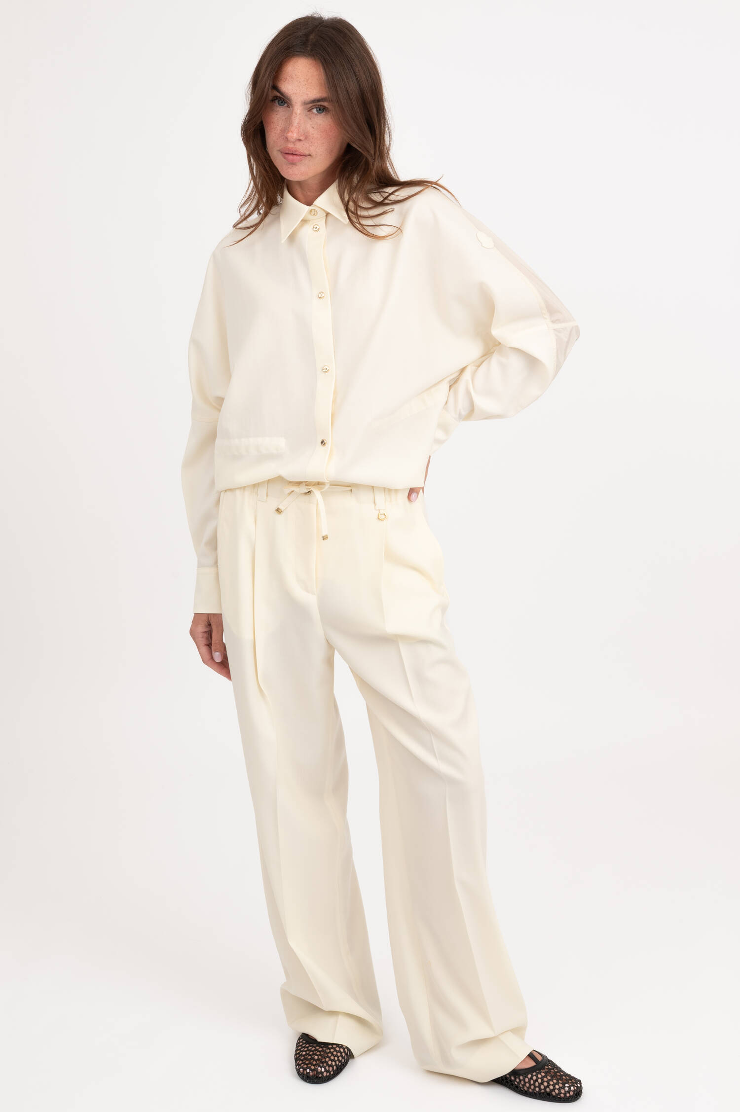 Hose aus Schurwolle in Creme Hose aus Schurwolle in Creme