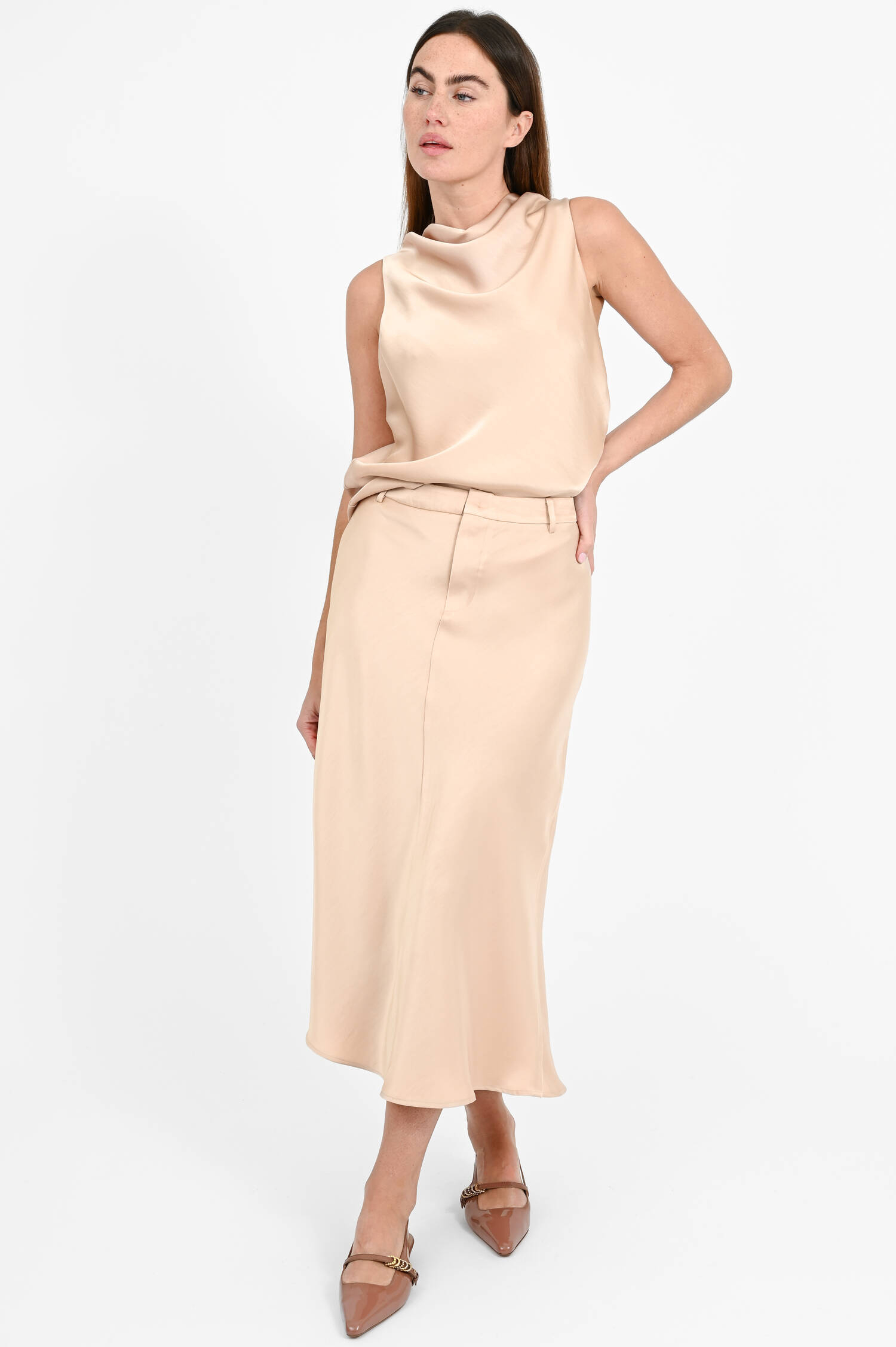 Satin-Rock mit Bund in Rose Quartz Satin-Rock mit Bund in Rose Quartz