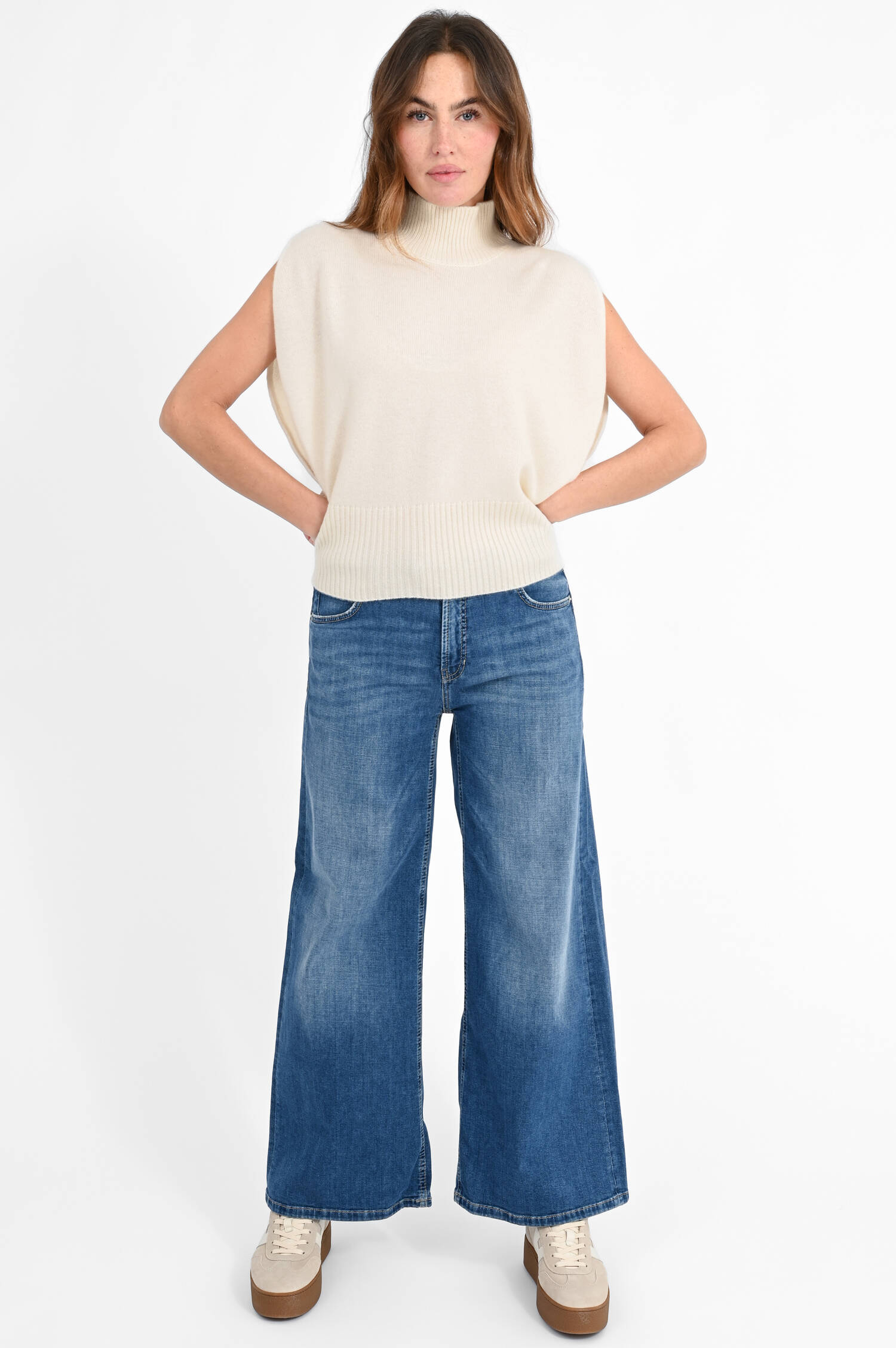 Cashmere-Pullunder ZAYA in Creme