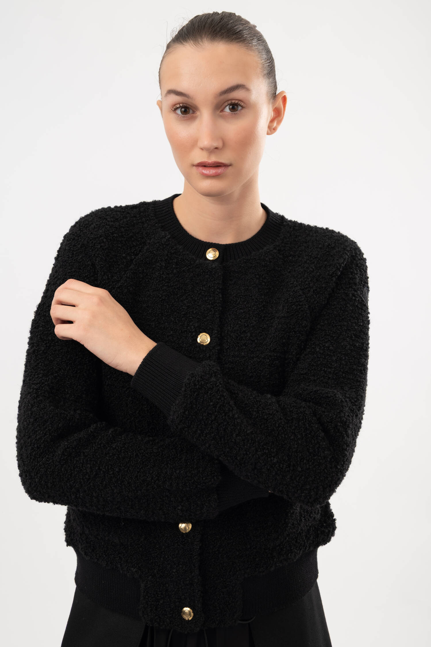 Bouclé-Cardigan in Schwarz