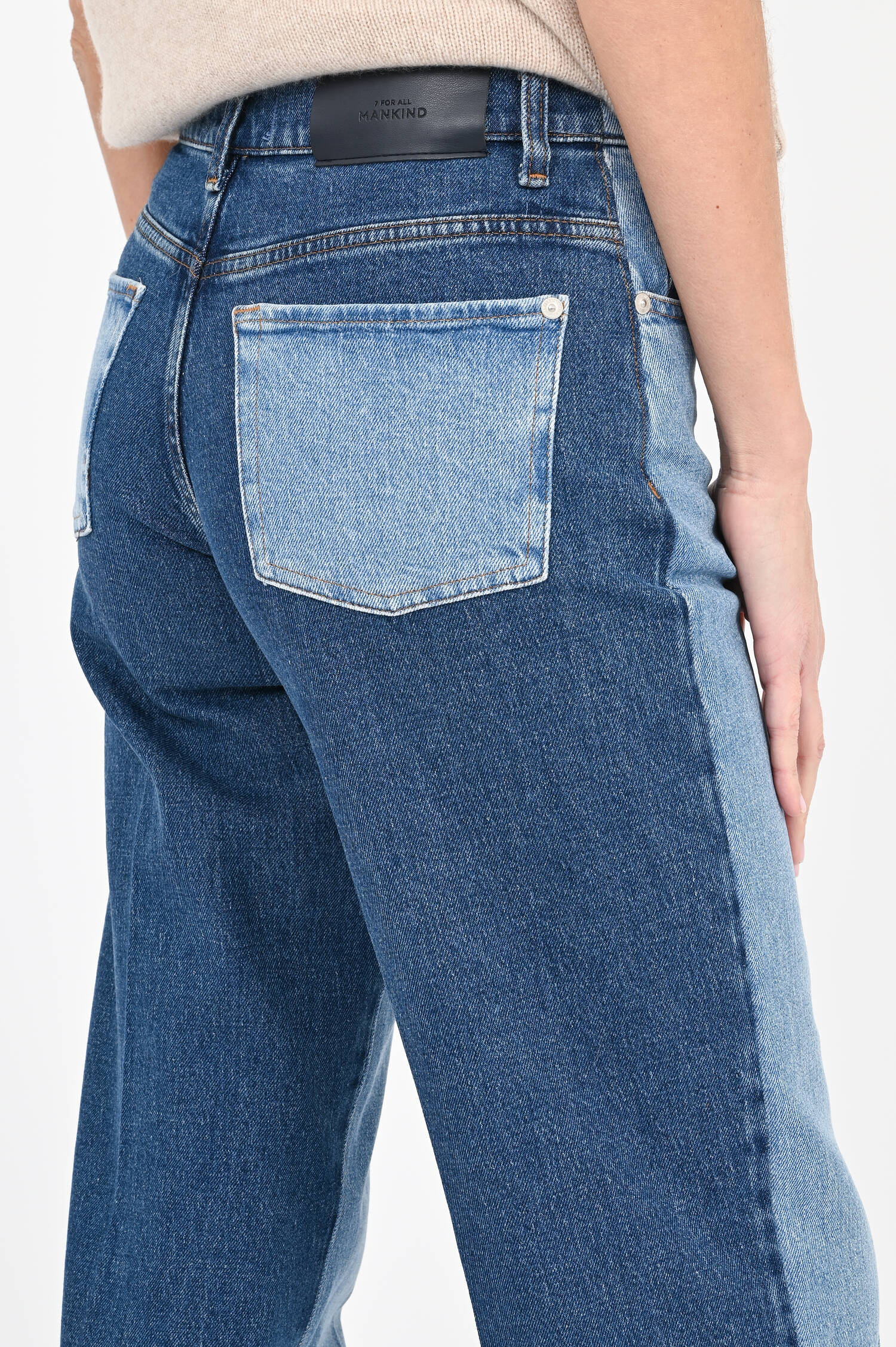 Zweifärbige-Jeans in Hellblau/Dunkelblau