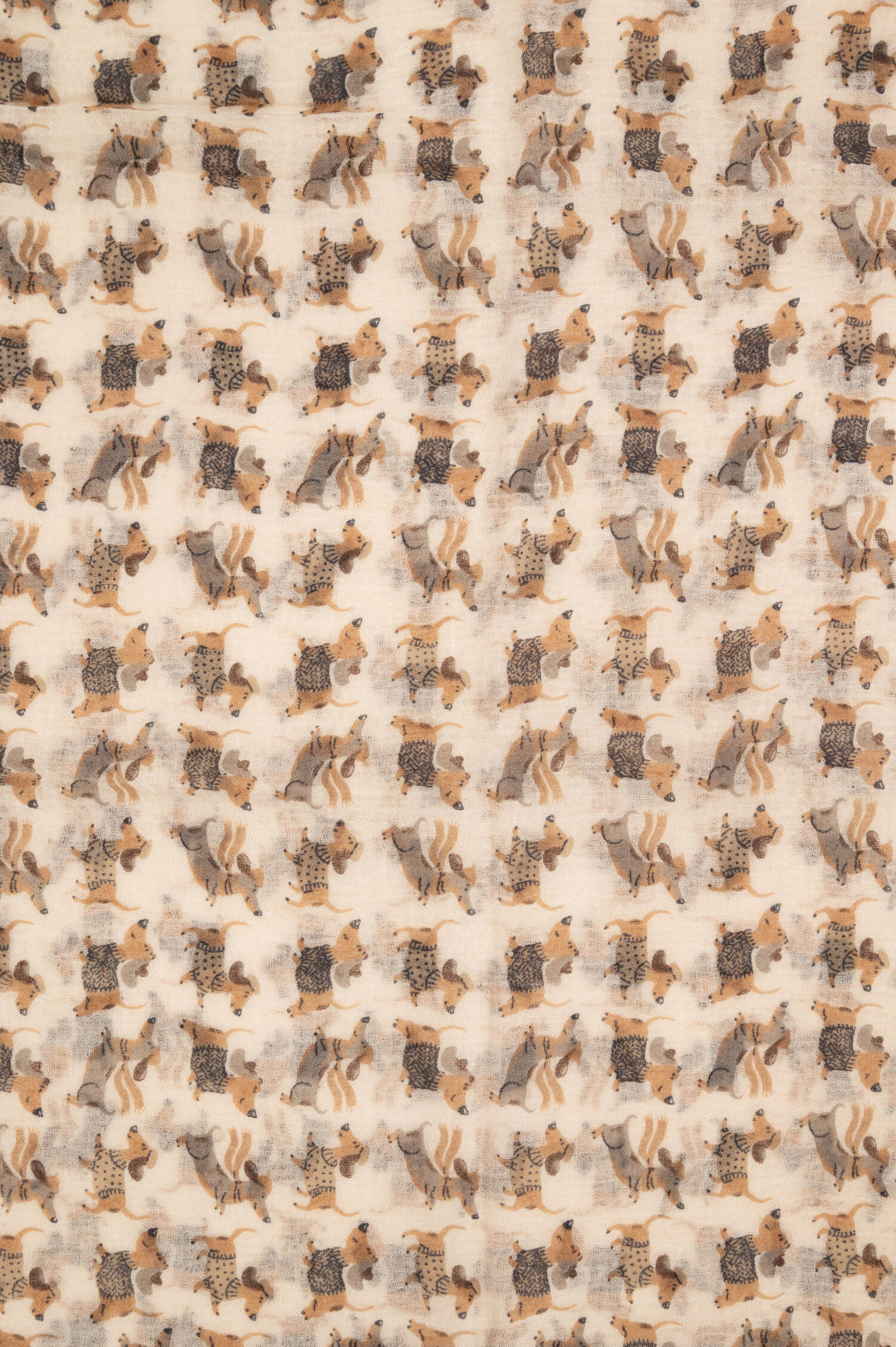 Woll-Schal mit Hunde-Print in Beige/Oliv Woll-Schal mit Hunde-Print in Beige/Oliv
