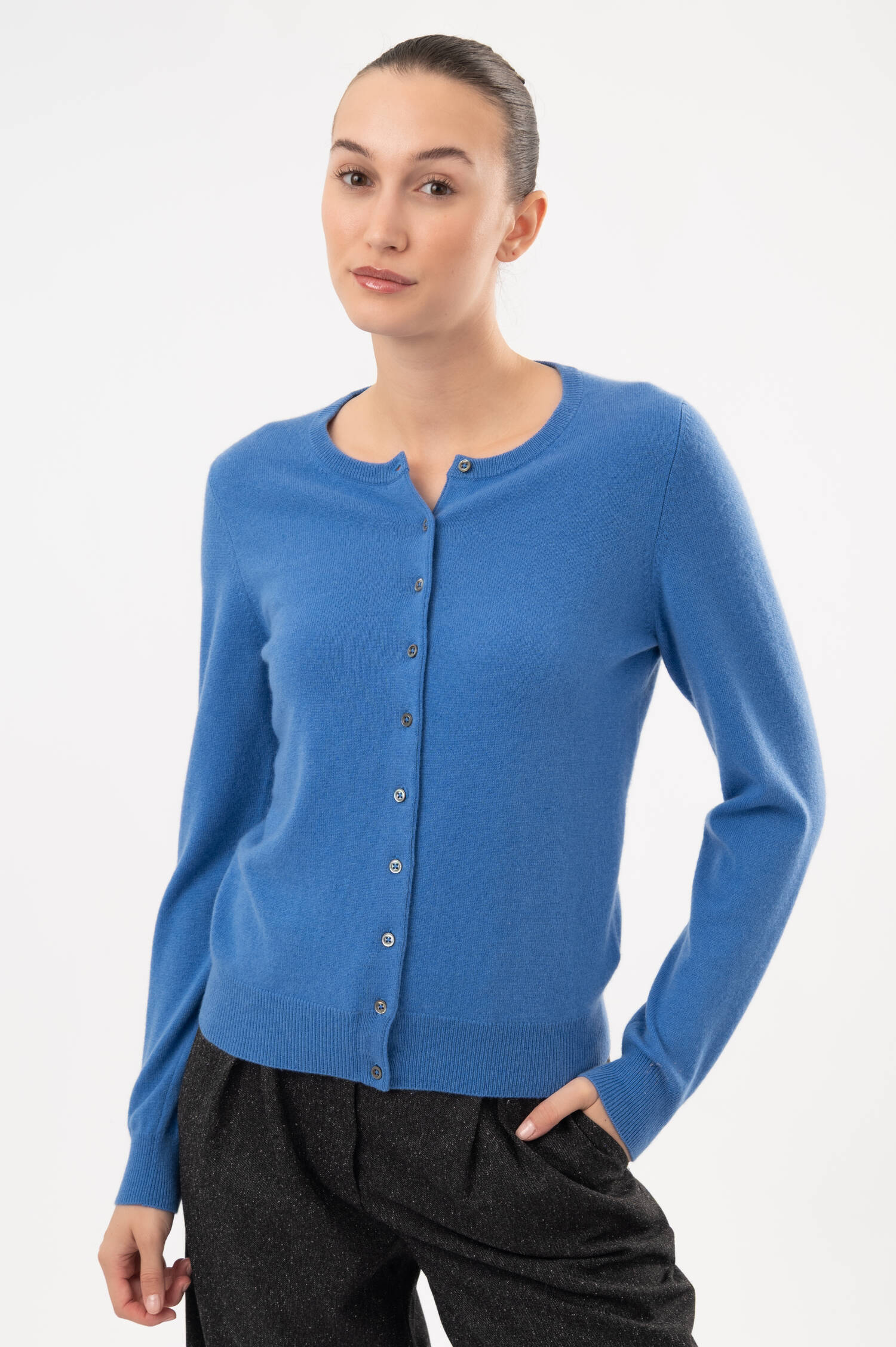 Cashmere-Cardigan in Azurblau Cashmere-Cardigan in Azurblau