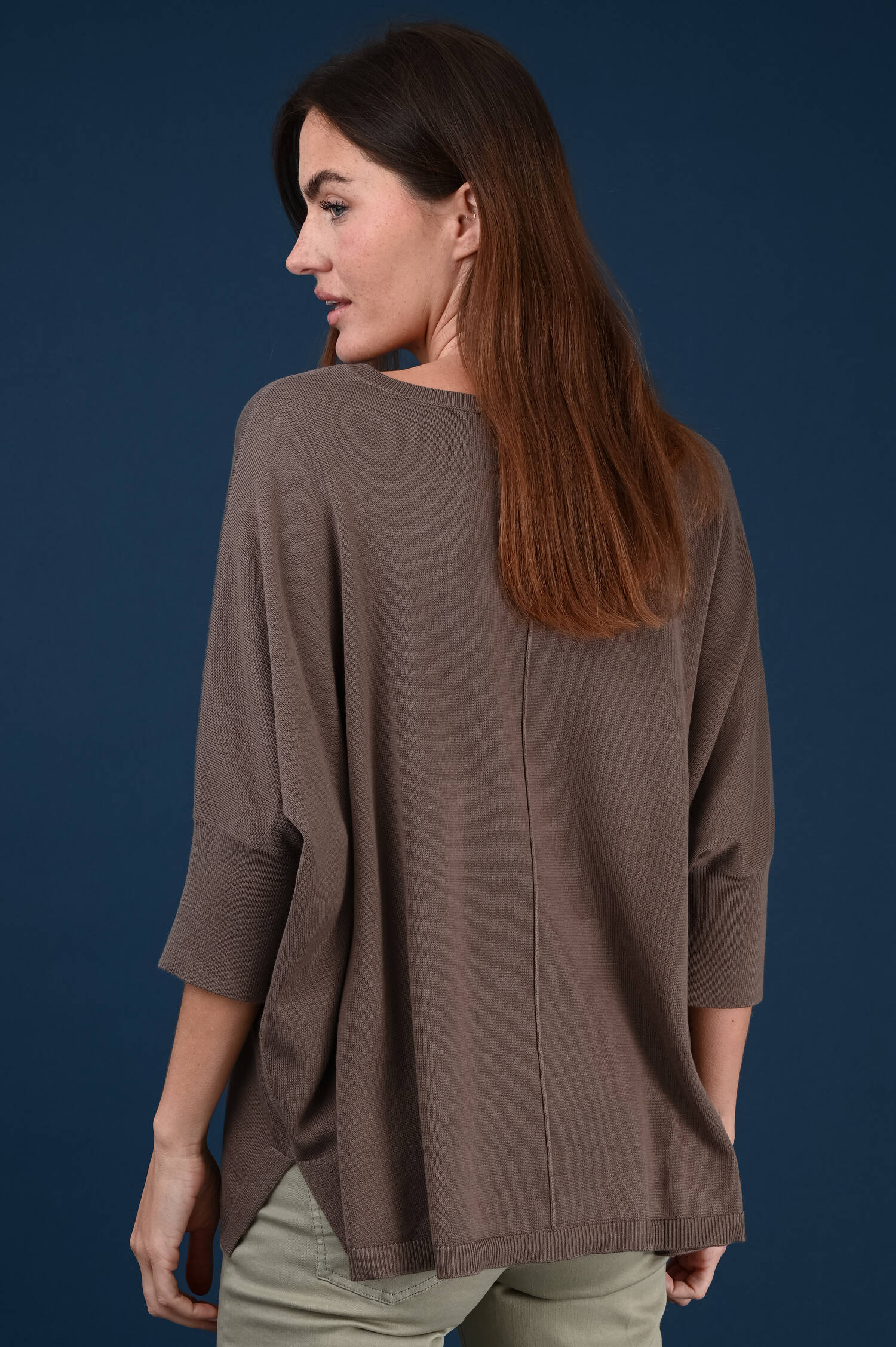 Batwing-Pullover in Mudbraun