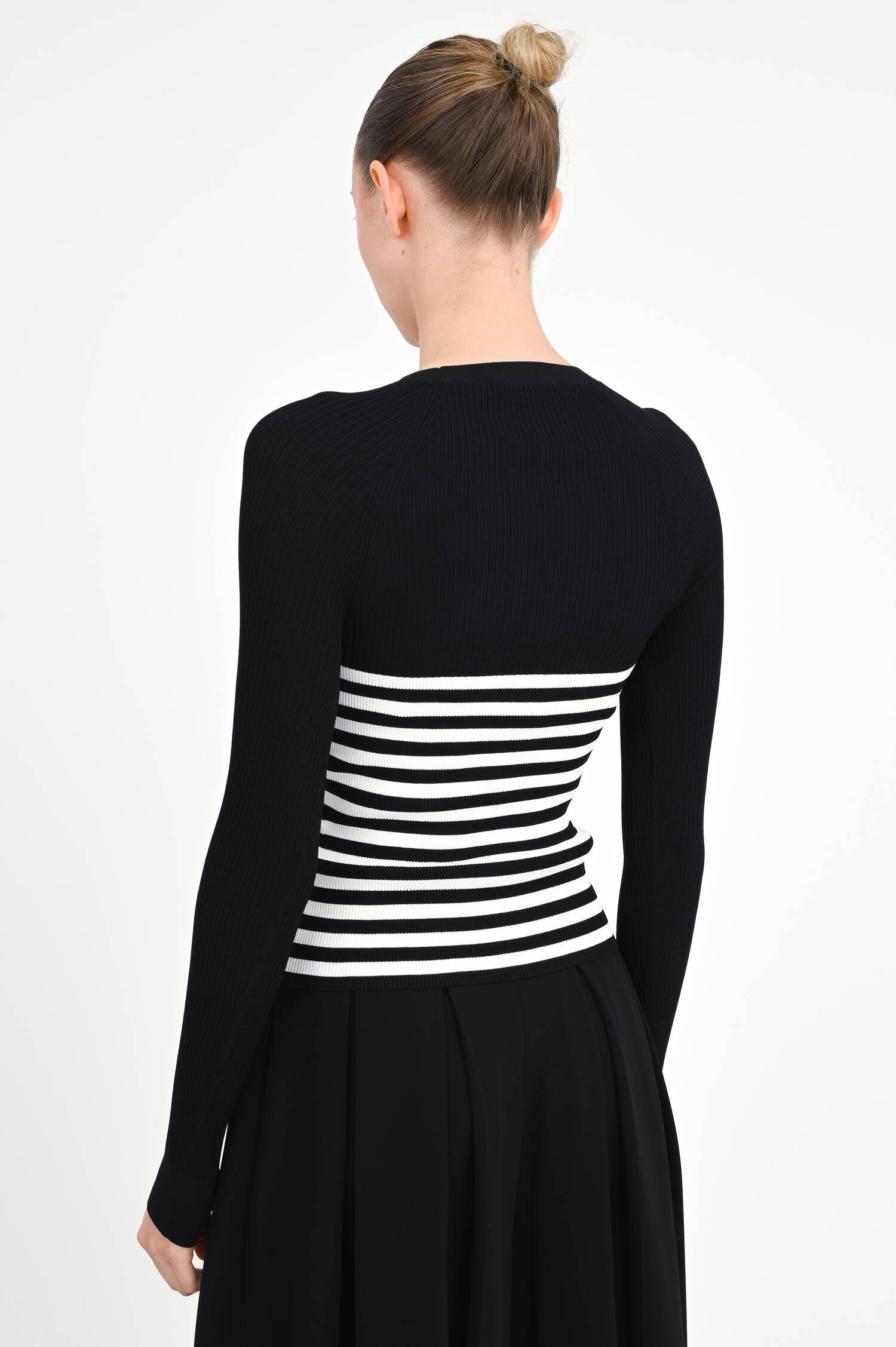 Gestreifter Pullover BRAISE in Schwarz/Weiß