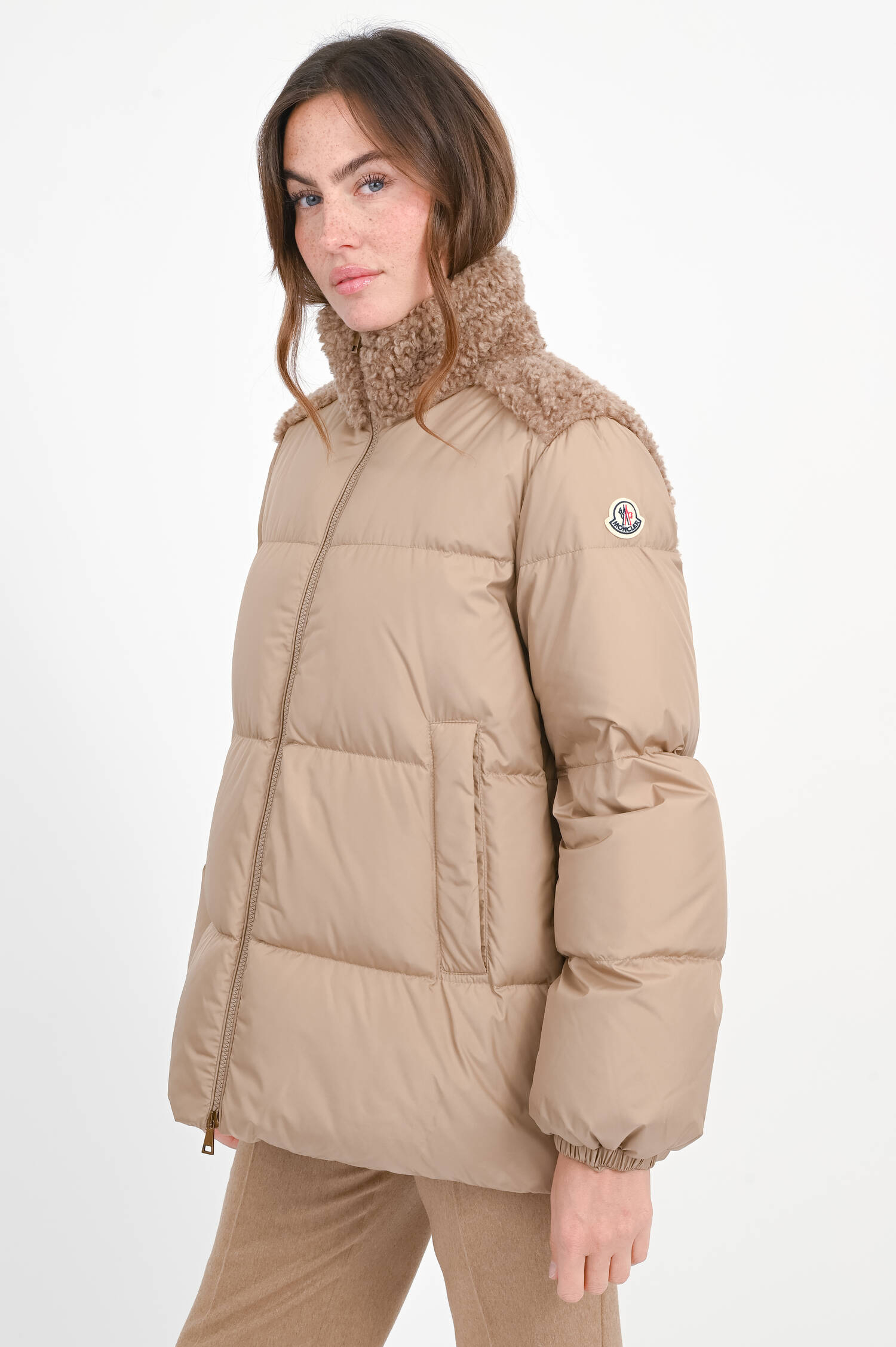 Daunenjacke ESNAIE mit Teddyfleece in Beige