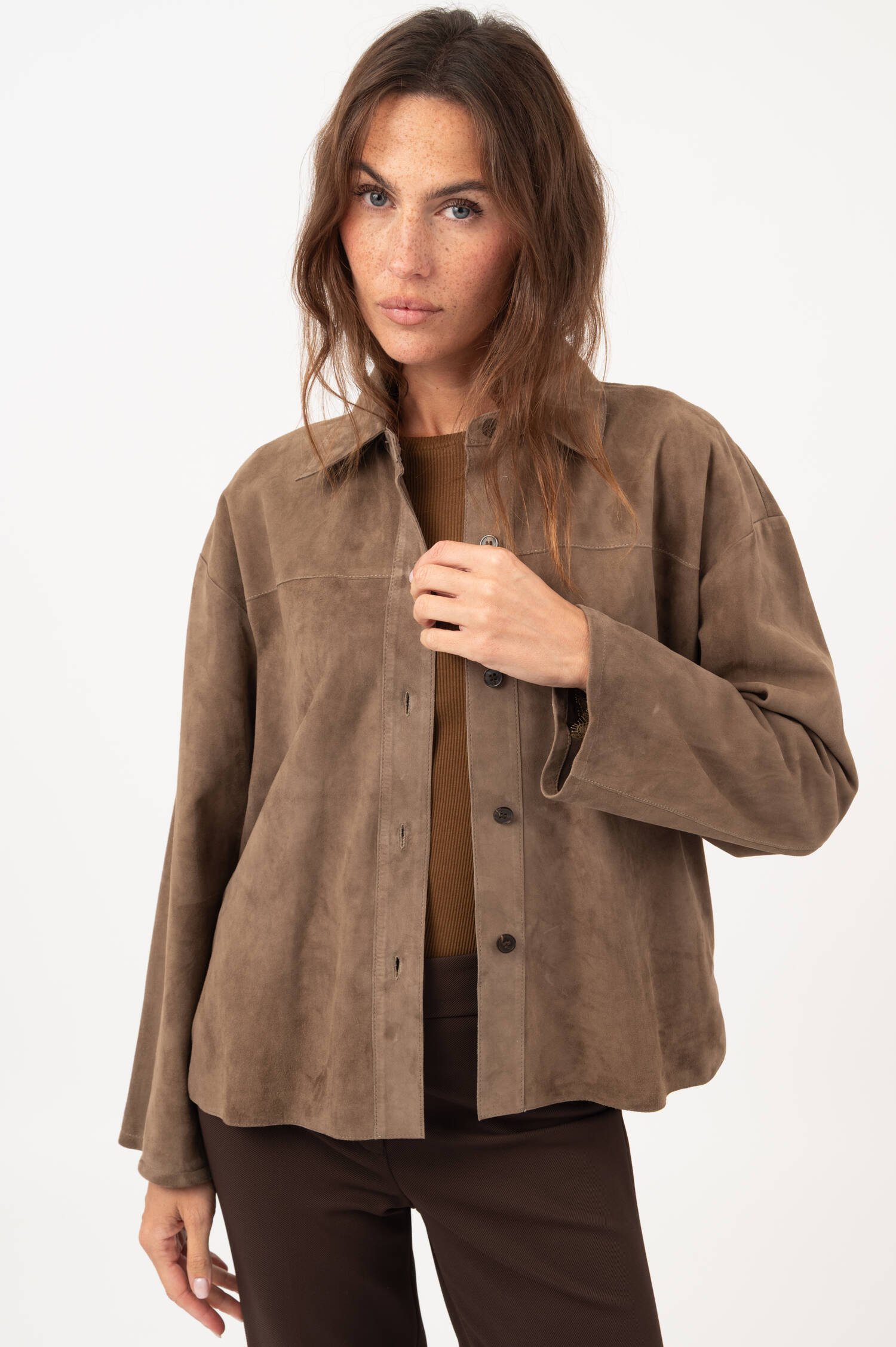 Suede Lederjacke FENNA in Taupe Suede Lederjacke FENNA in Taupe