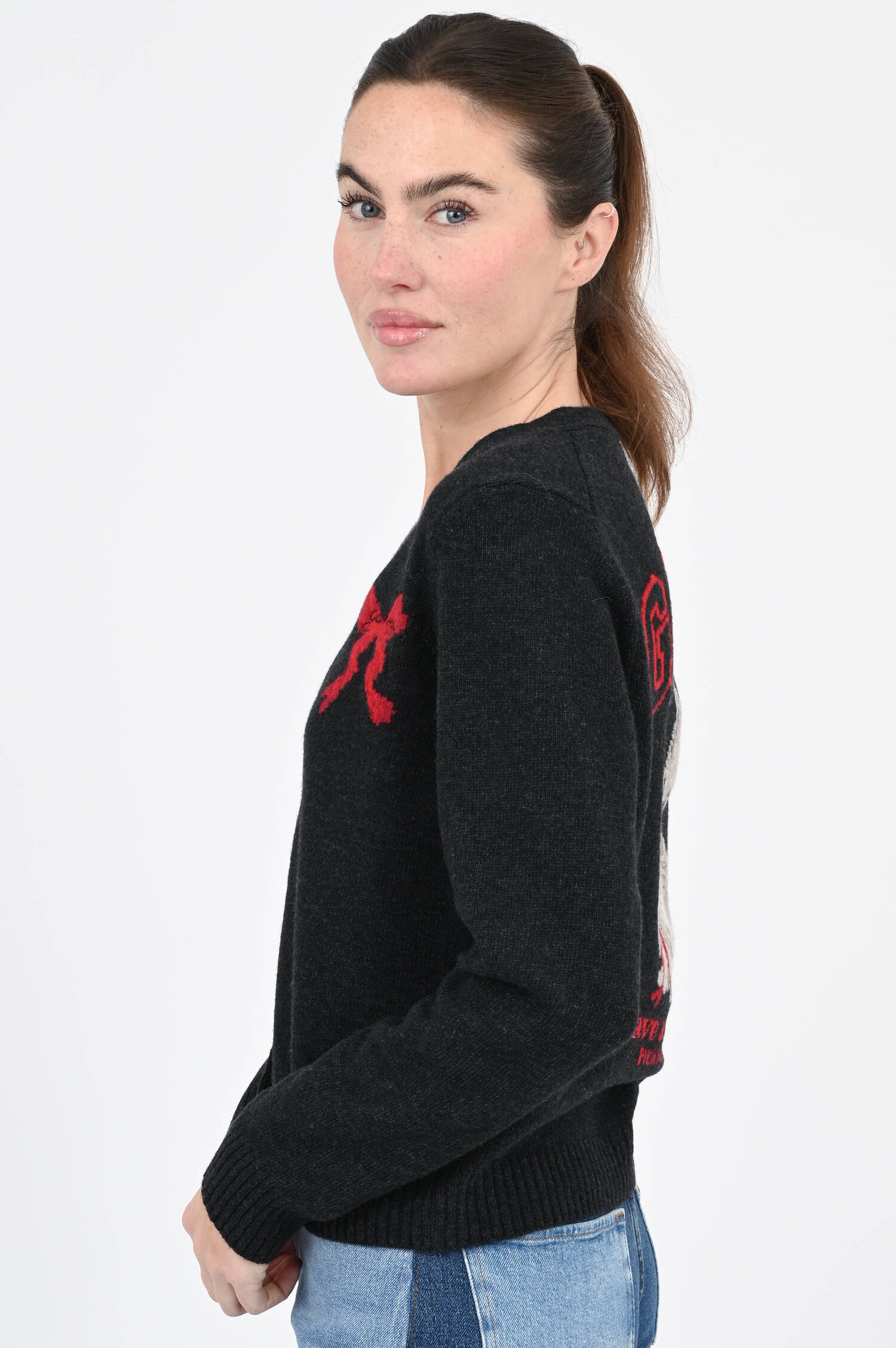 Cardigan mit Backprint in Dunkelgrau