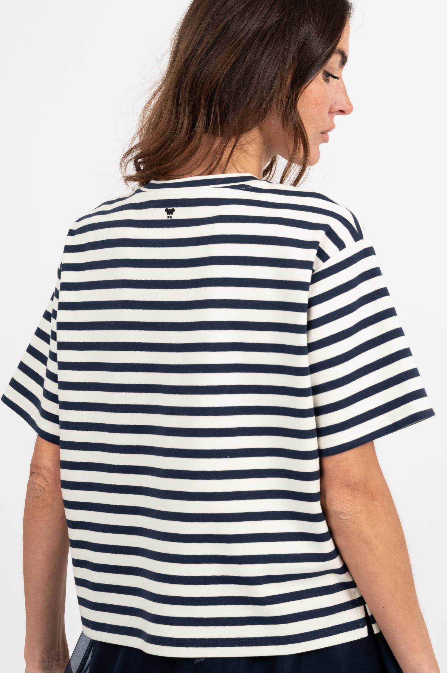 T-Shirt SABATO in Blau/Creme gestreift