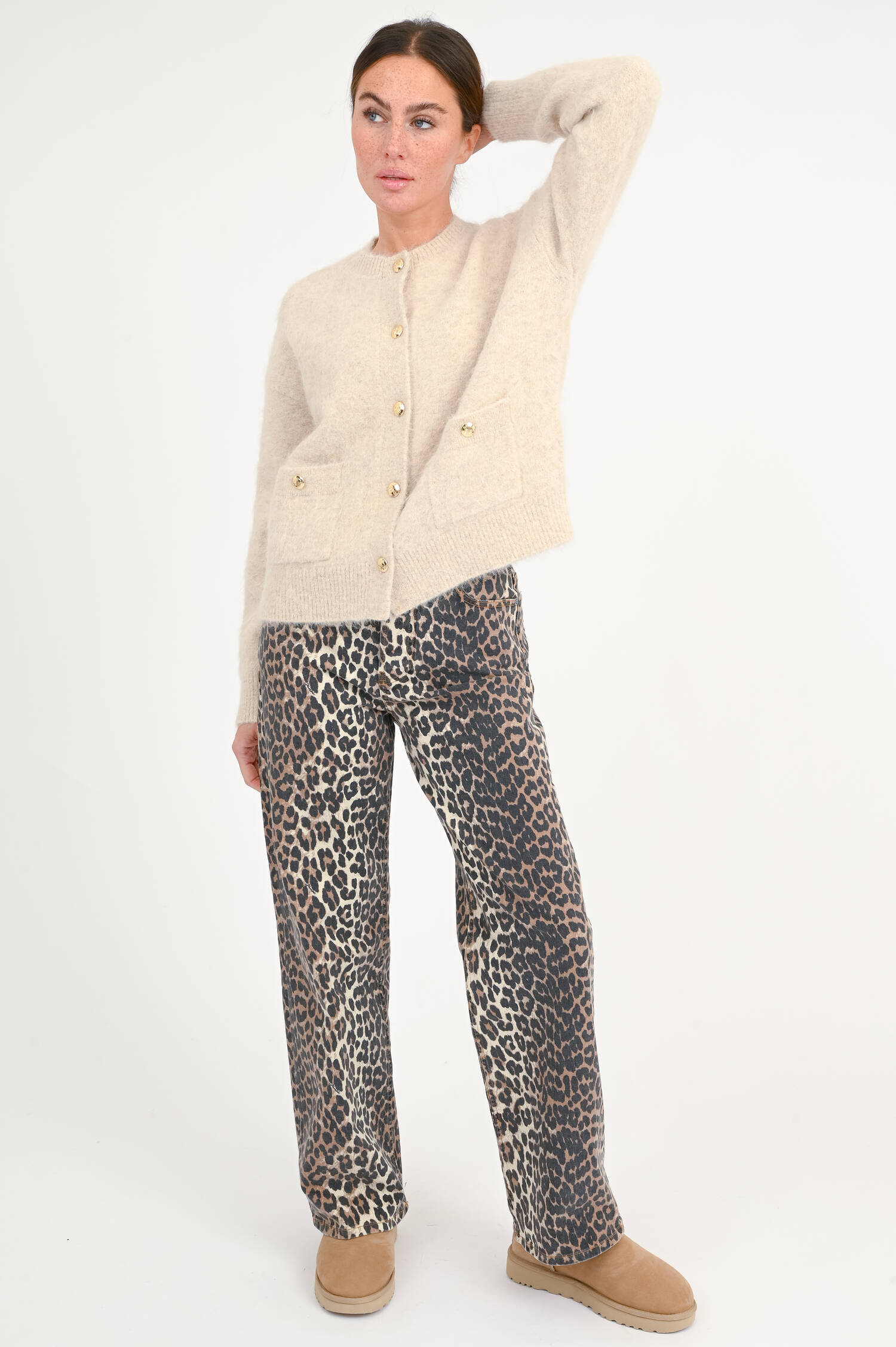 Strickweste aus Alpaka-Mix in Beige