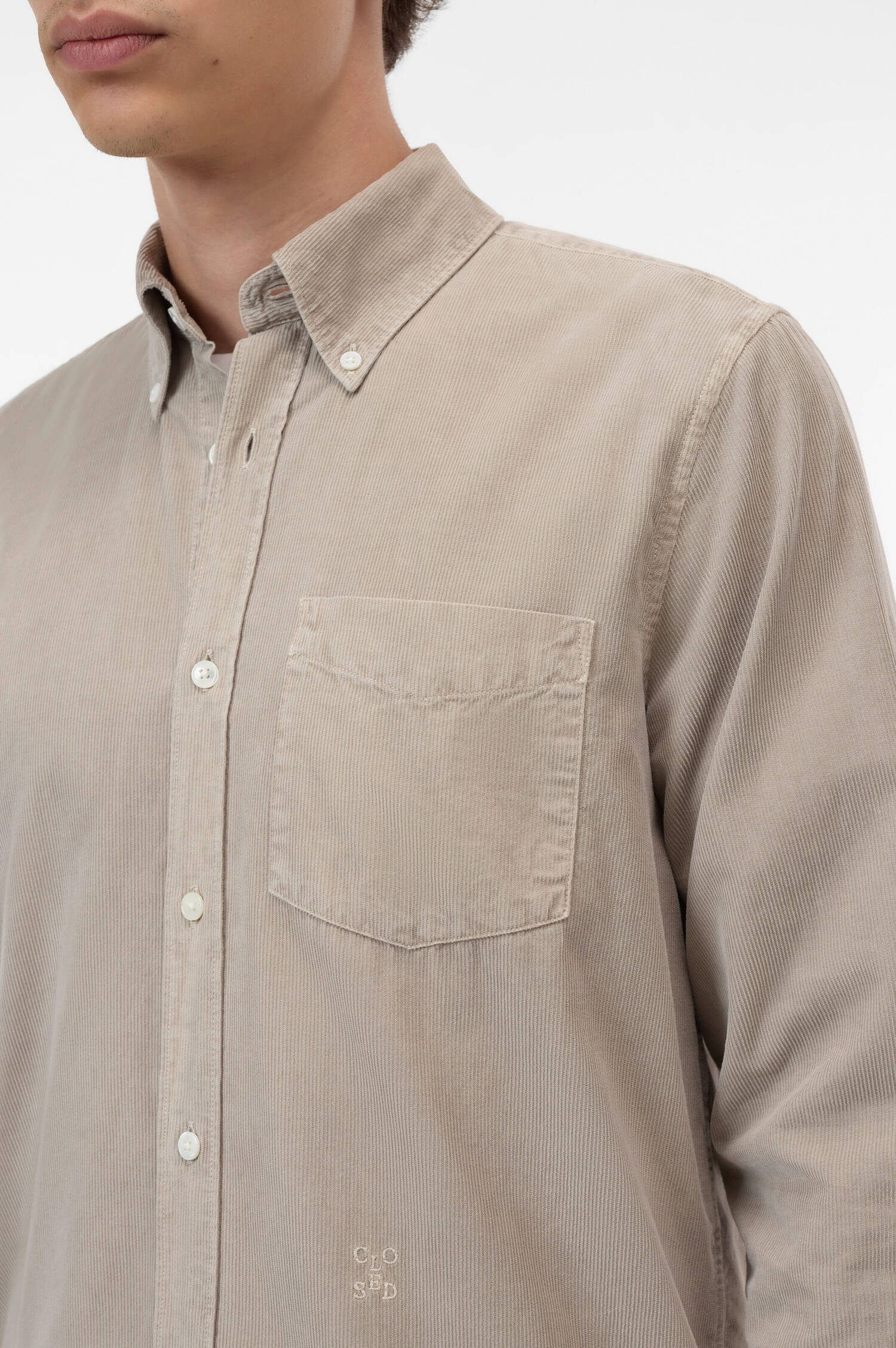 Cord-Hemd aus Baumwolle in Beige