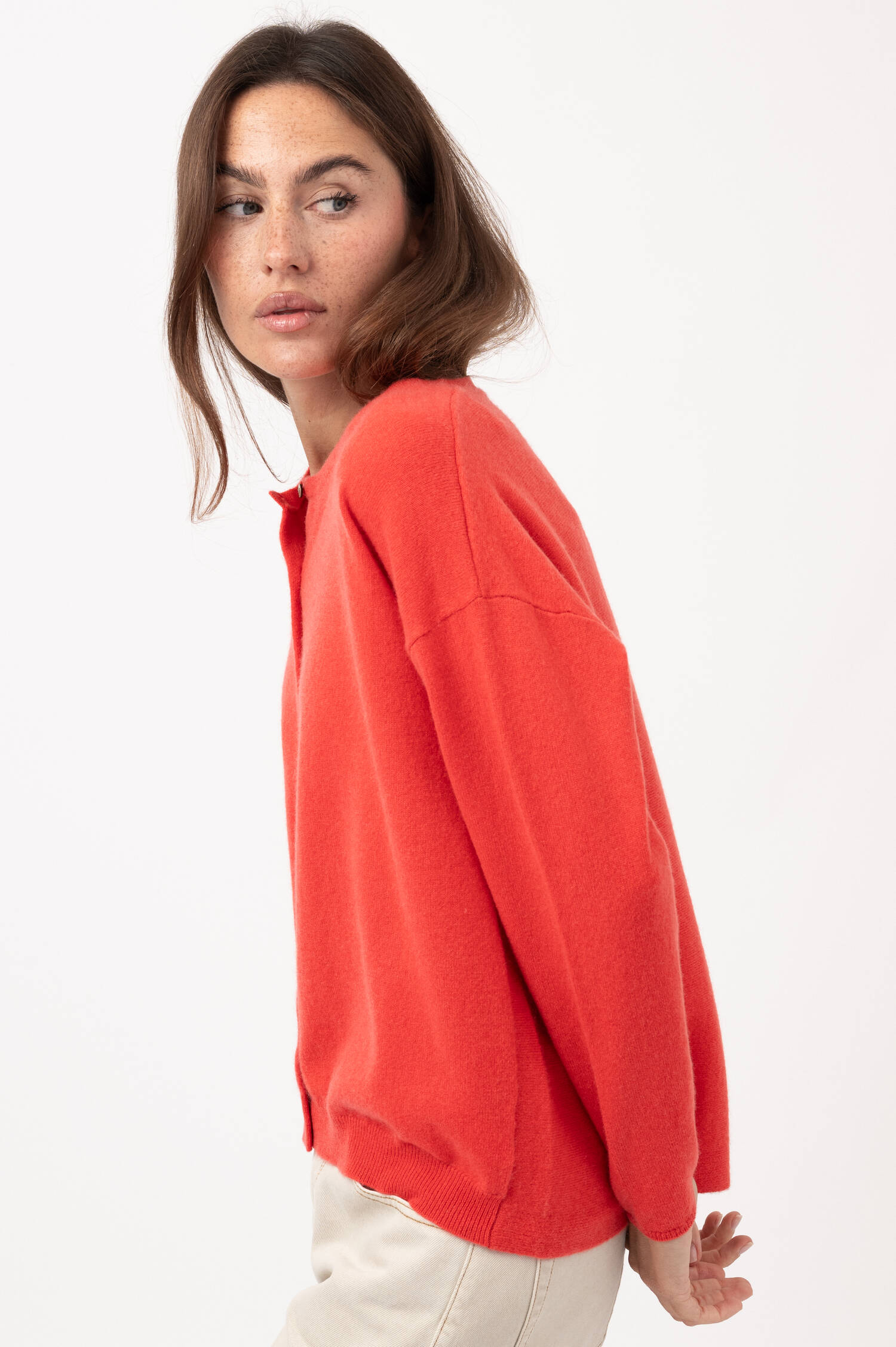 Cashmere-Cardigan in Pastellrot Cashmere-Cardigan in Pastellrot