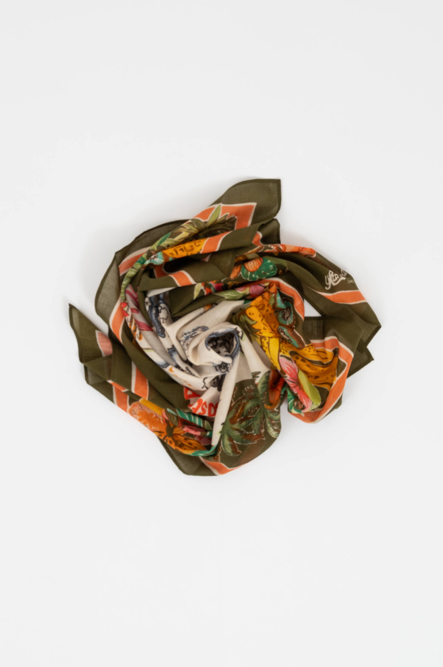 Gemustertes Tuch COSTA RICA in Olivgrün