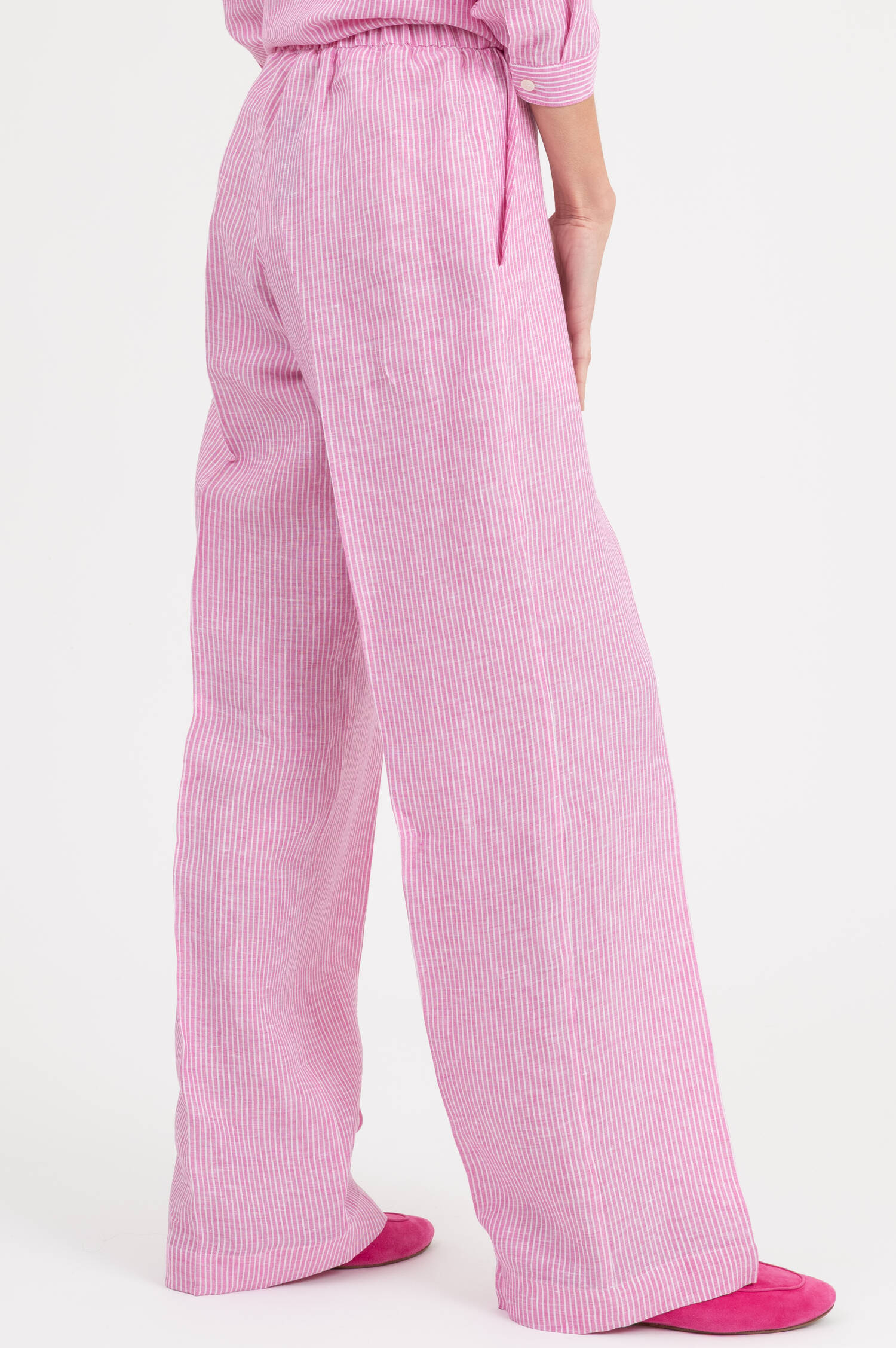 Leinenhose in Pink/Weiß gestreift Leinenhose in Pink/Weiß gestreift