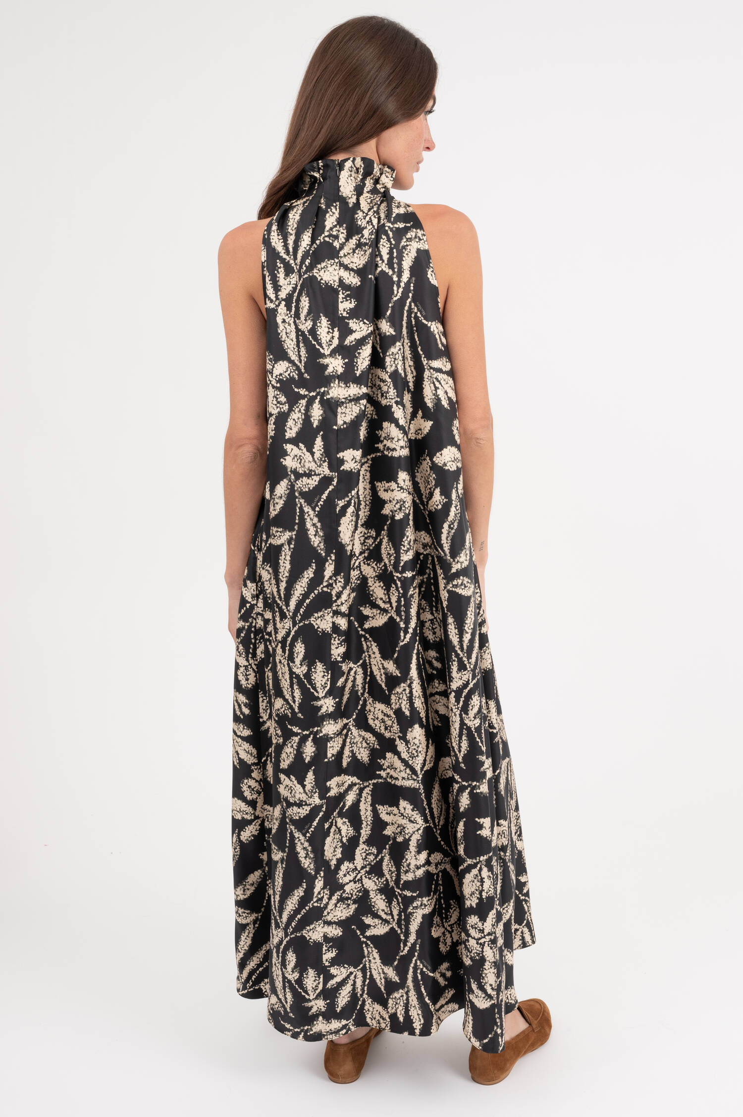 Bedrucktes Seidenkleid CARTONE in Schwarz