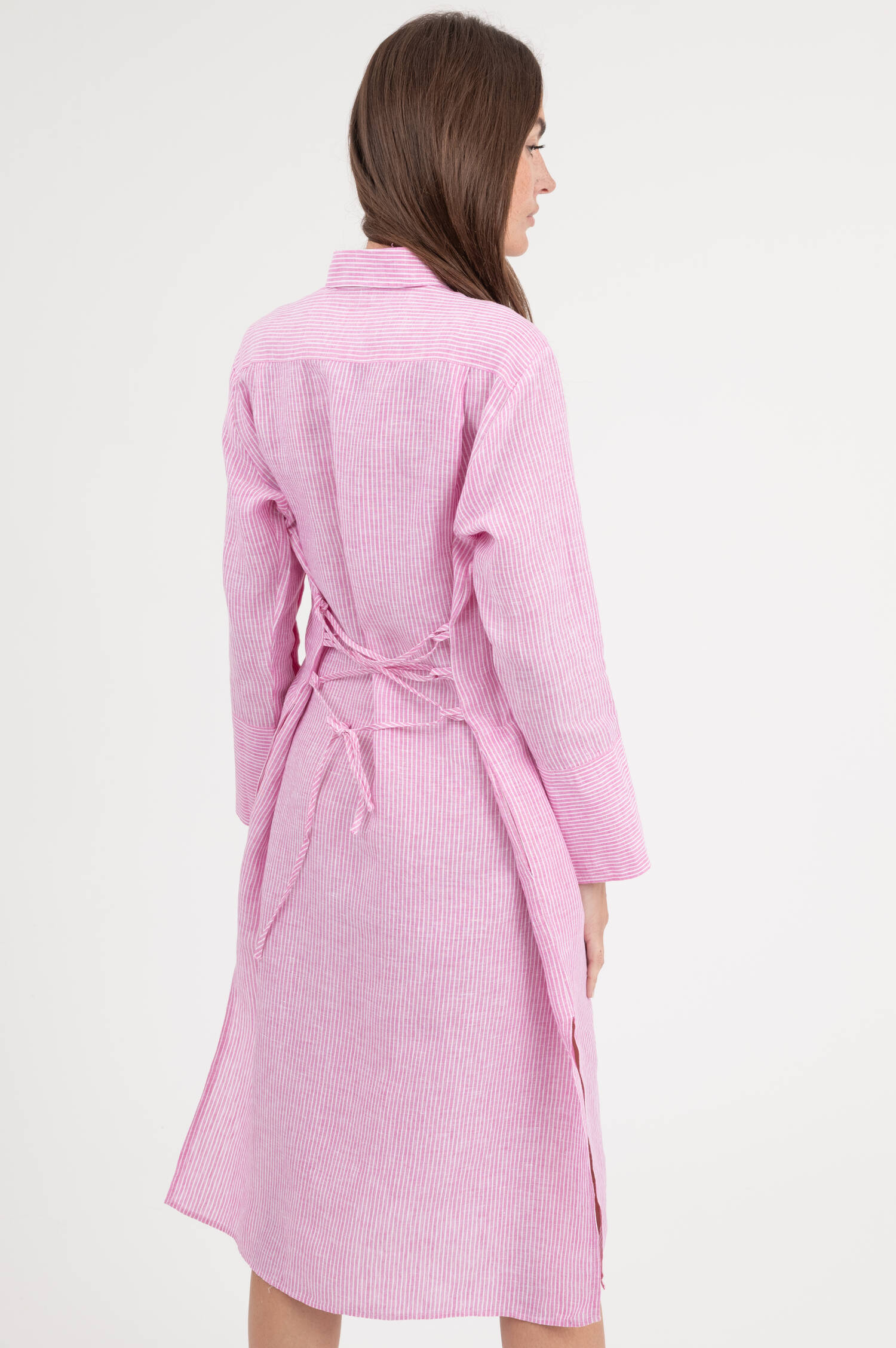 Leinenkleid in Pink/Weiß gestreift Leinenkleid in Pink/Weiß gestreift