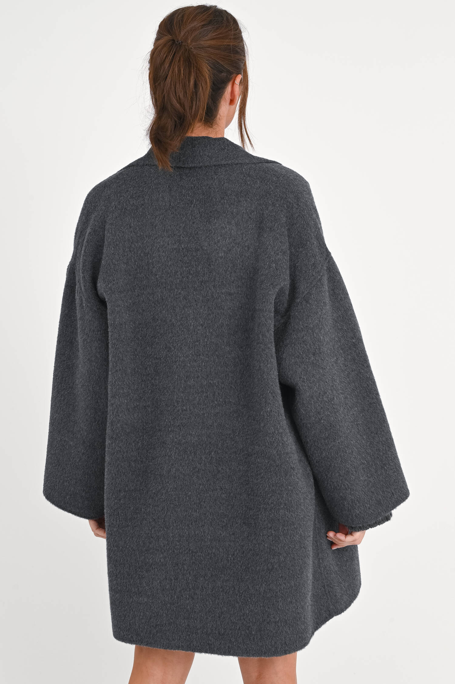Mantel NELLA aus Wolle in Dunkelgrau