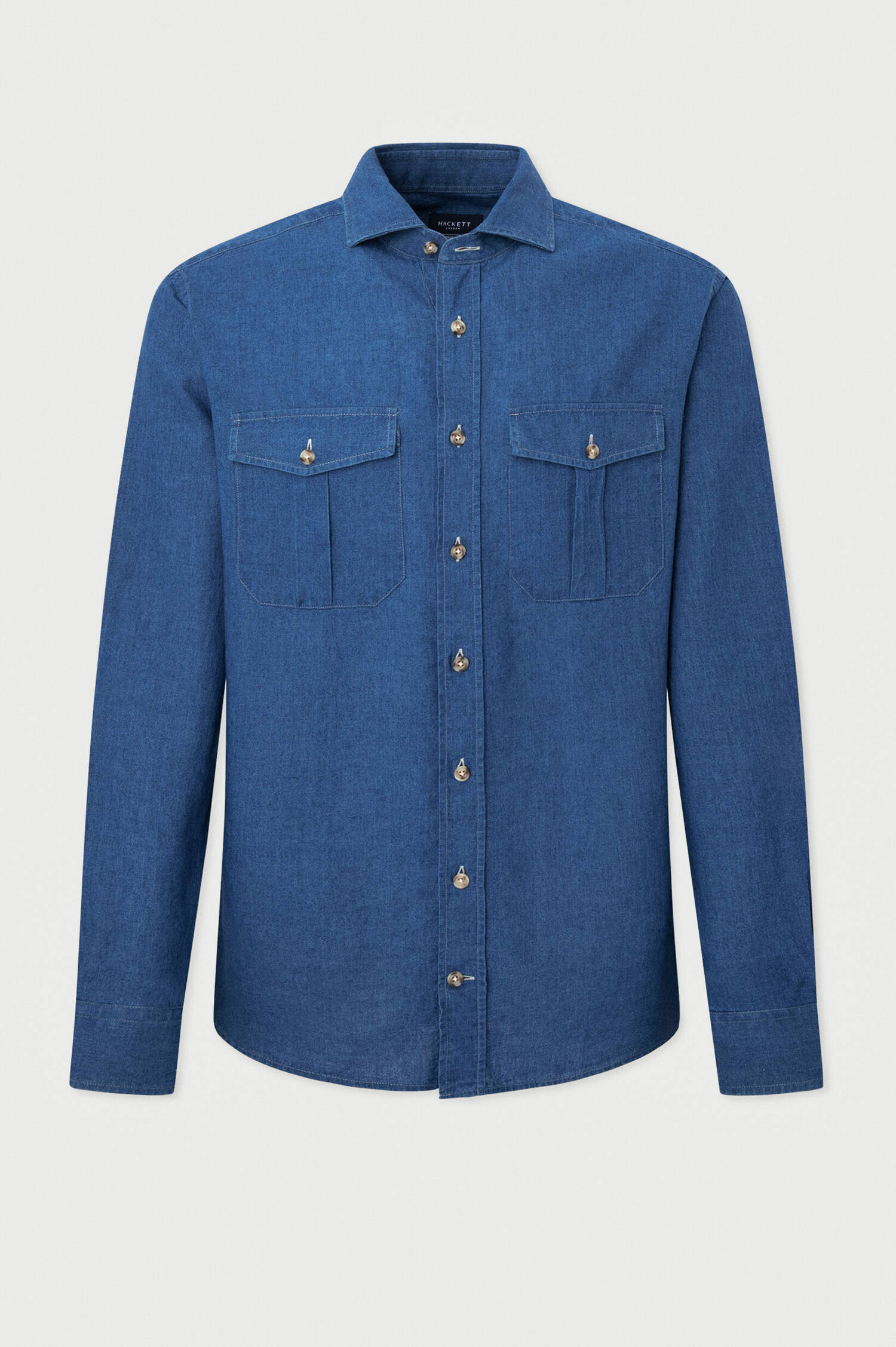 Denim Cargo Hemd in Mittelblau Denim Cargo Hemd in Mittelblau